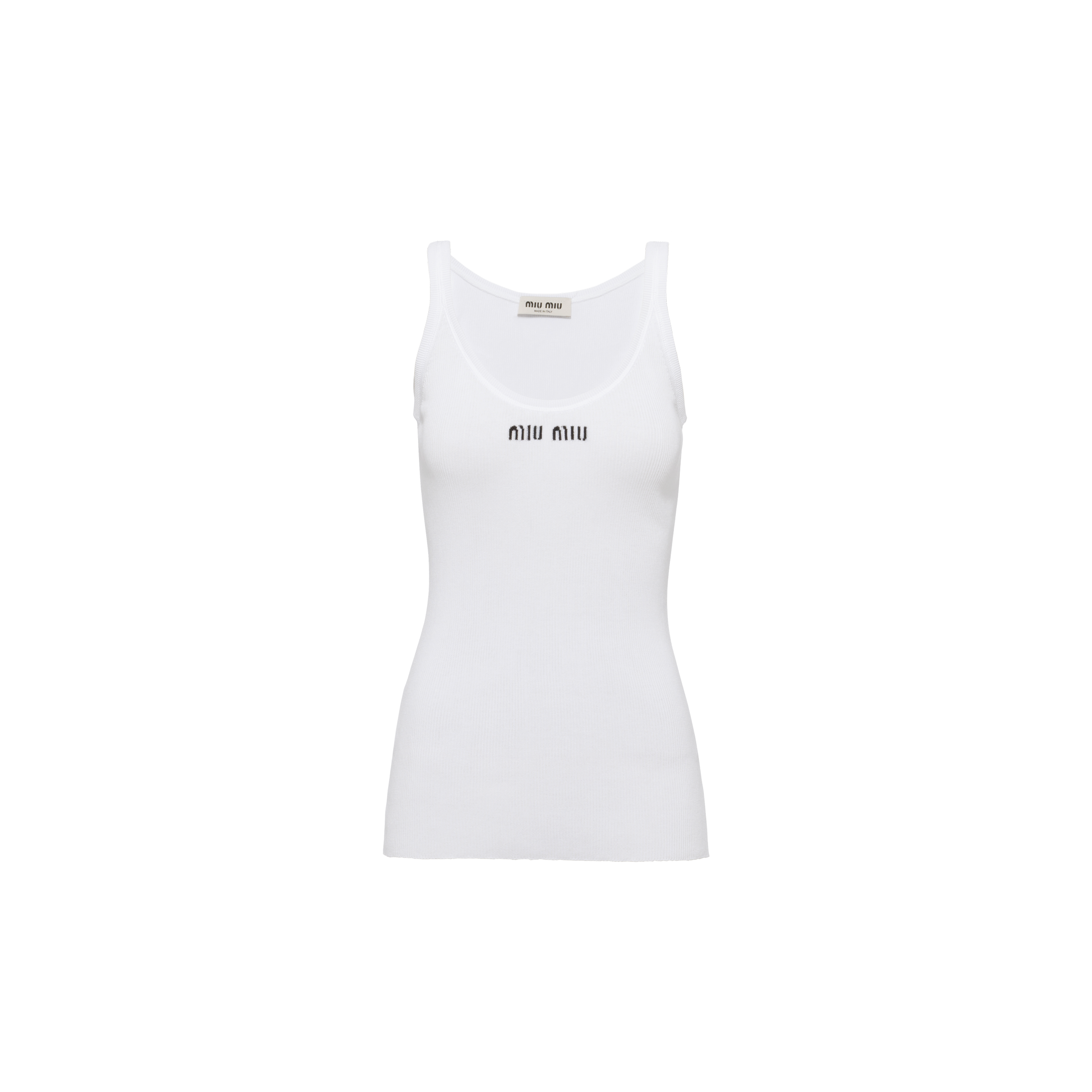 Shop Miu Miu Cotton Knit Tank Top In White