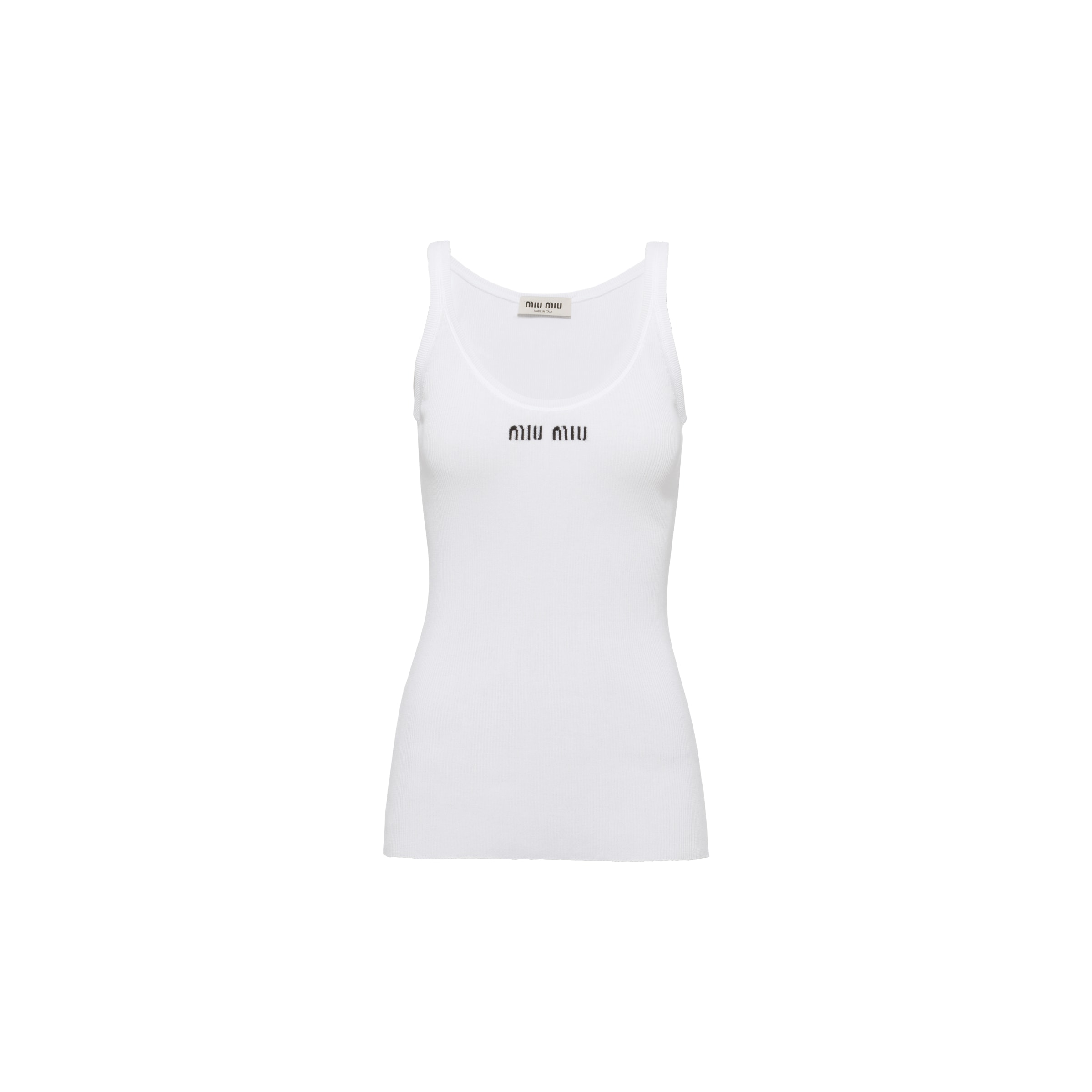 Miu Miu Débardeur En Tricot De Coton, Femme, Blanc, Taille 40