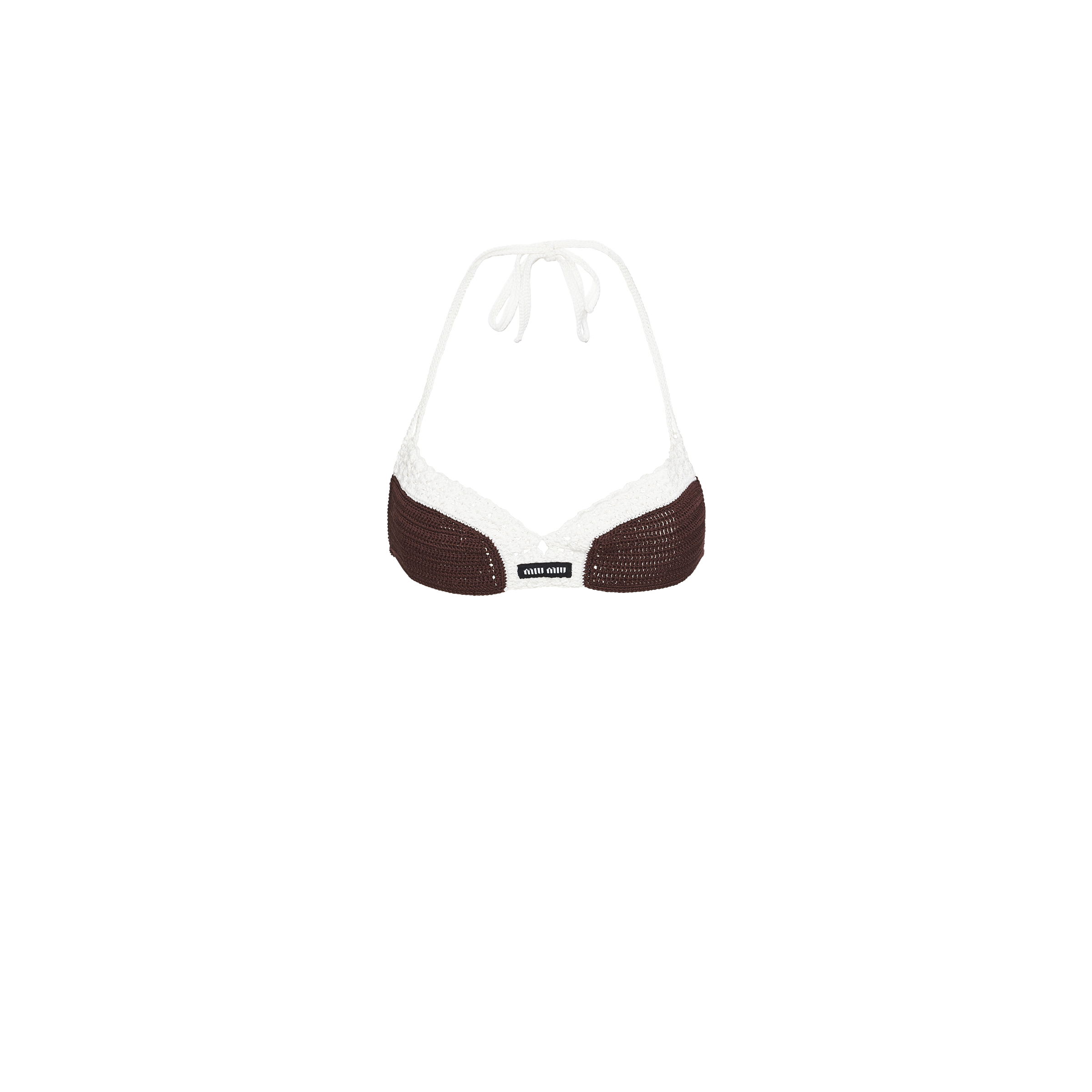 Miu Miu Cotton Knit Bra In Cocoa Brown