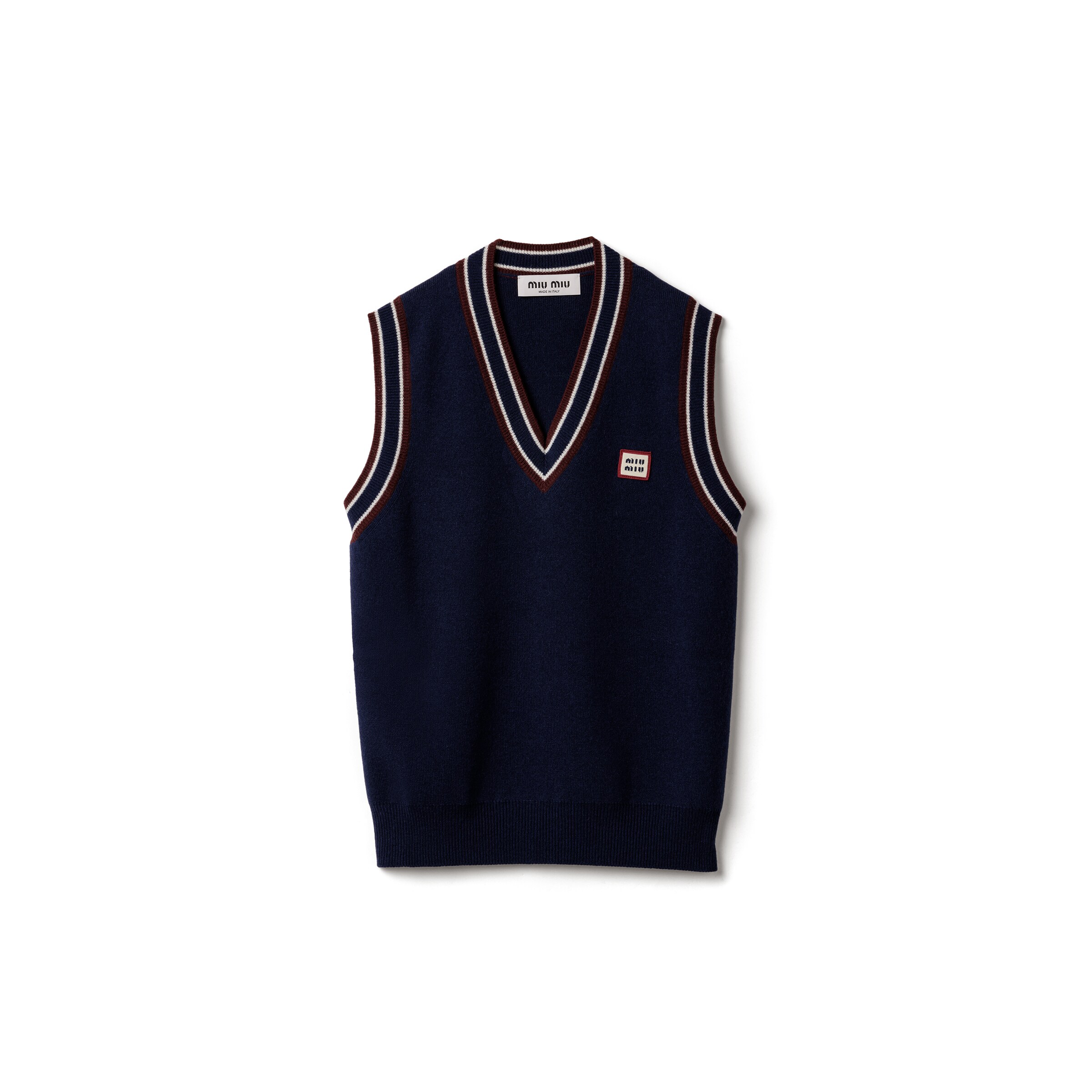 Miu Miu Gilet Sans Manches En Laine Et Cachemire, Femme, Bleu, Taille 44