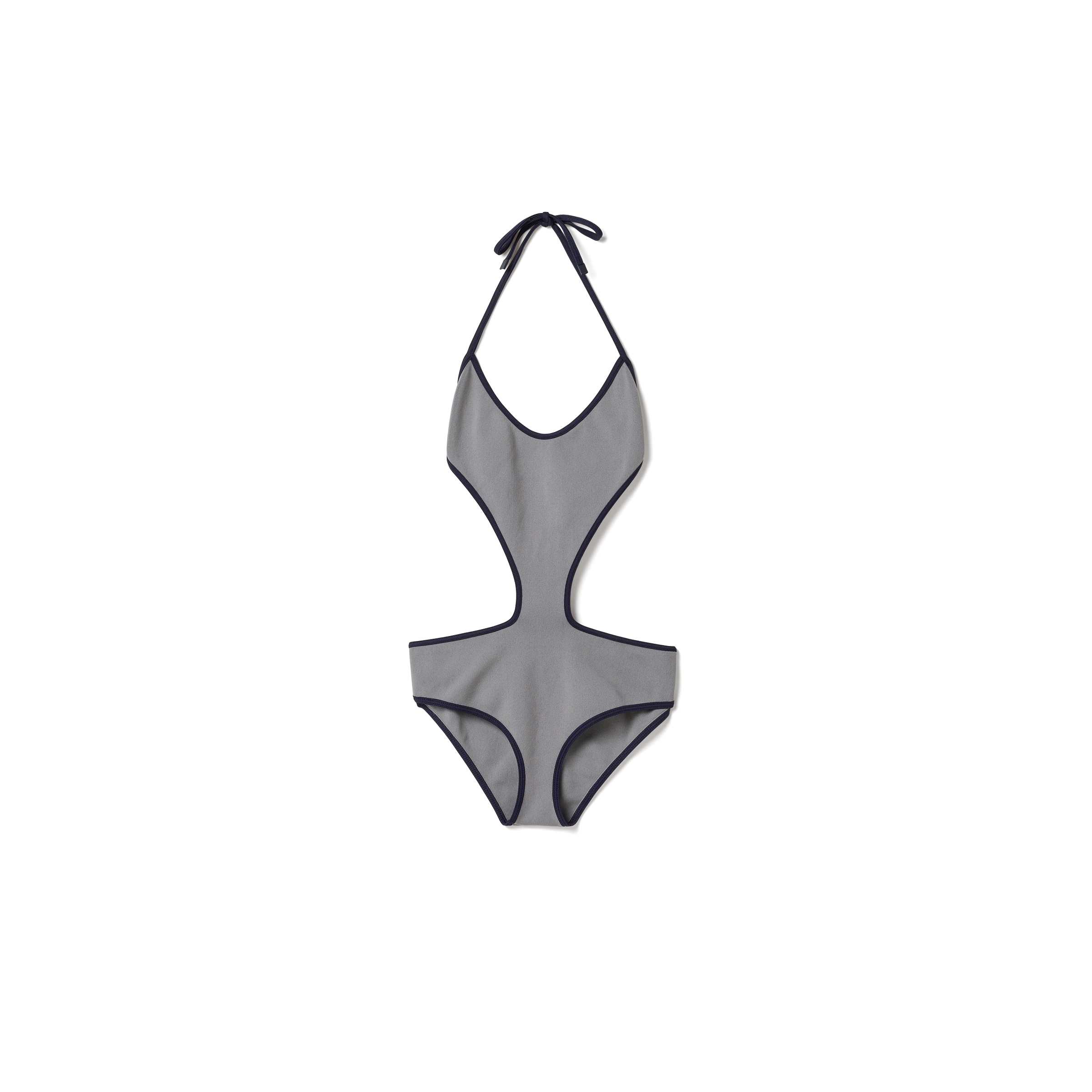 Miu Miu Costume Da Bagno In Filato Tecnico, Donna, Grigio+blu, Taglia 40
