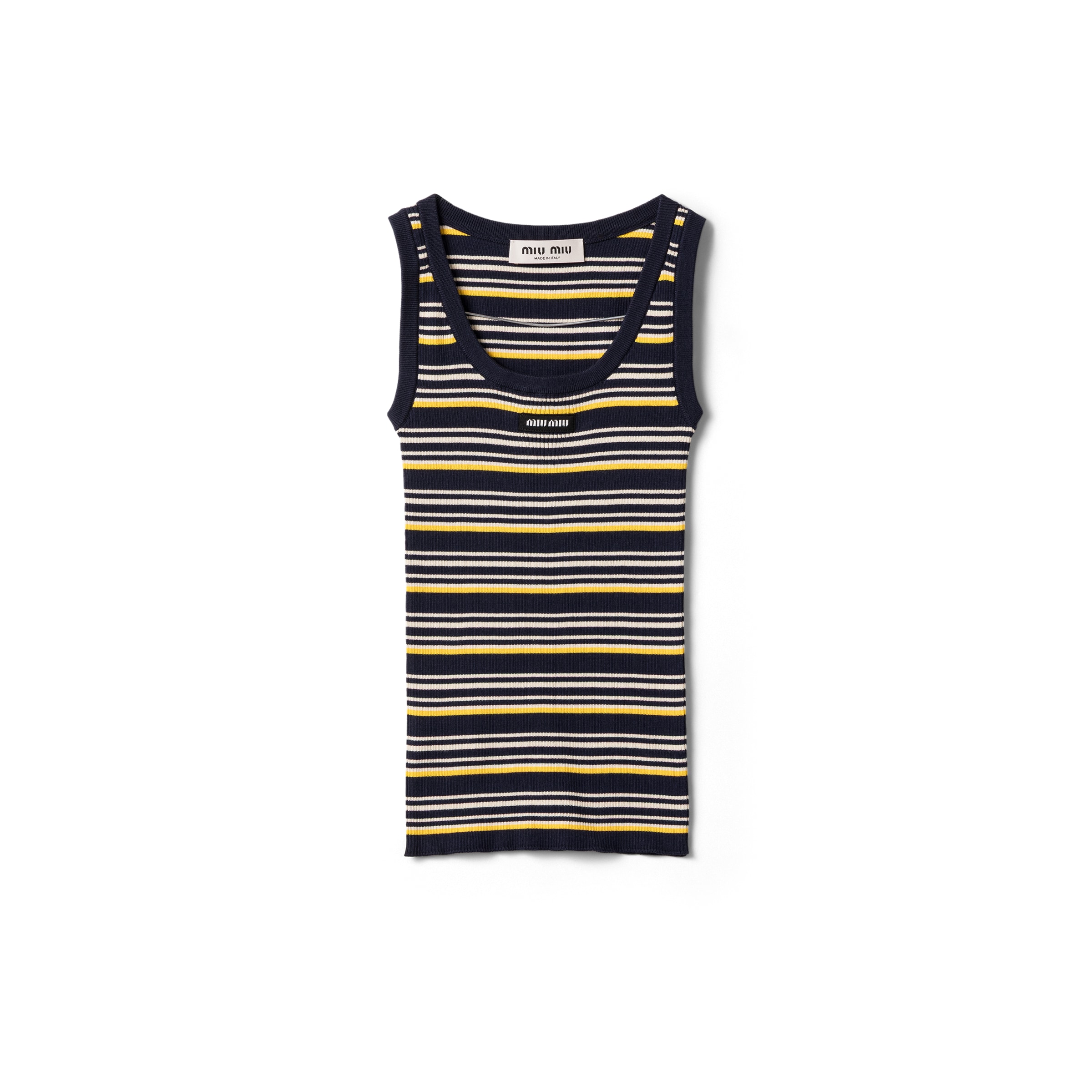Miu Miu Cotton Tank Top In Blue