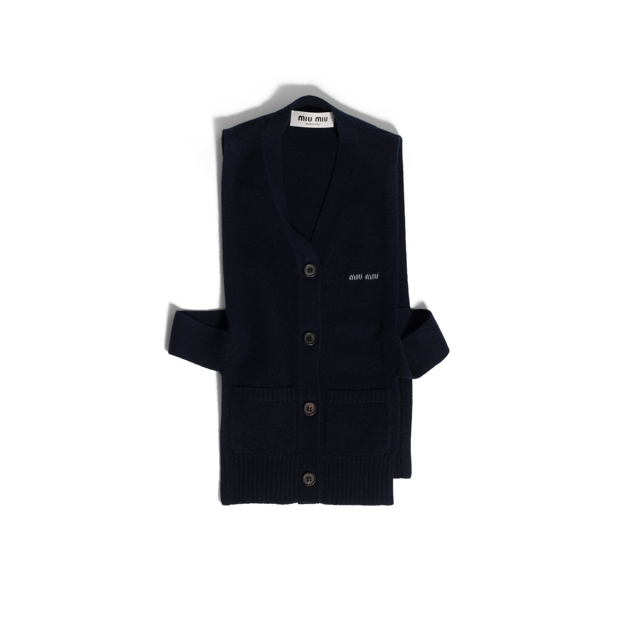Miu Miu Cashmere Cardigan Vest, Woman, Navy, Size 42