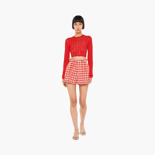 Pantalones cortos de cuadros Rojo/blanco | Miu Miu
