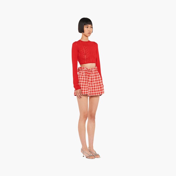 Pantalones cortos de cuadros Rojo/blanco | Miu Miu