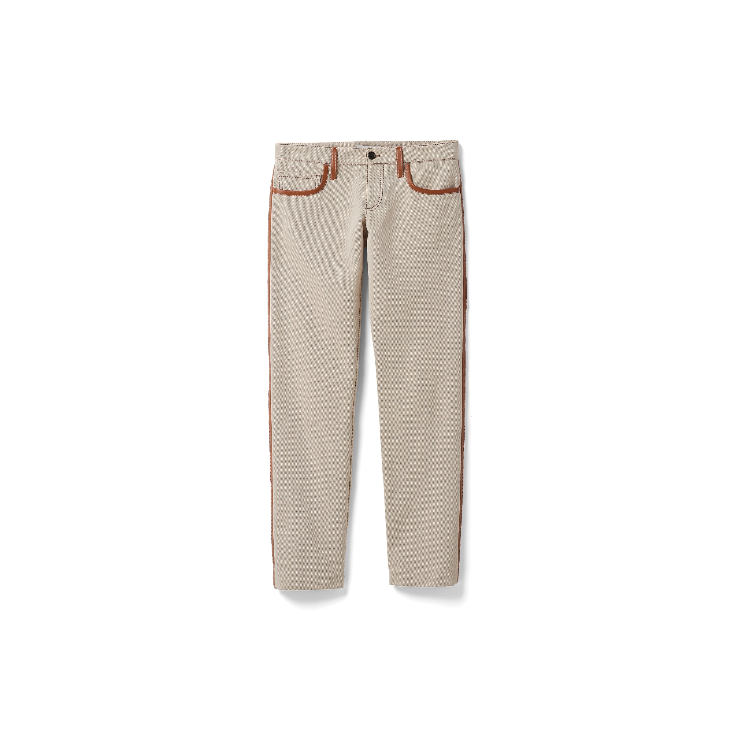 Miu Miu Pantalon En Toile, Femme, Beige / Cognac, Taille 38