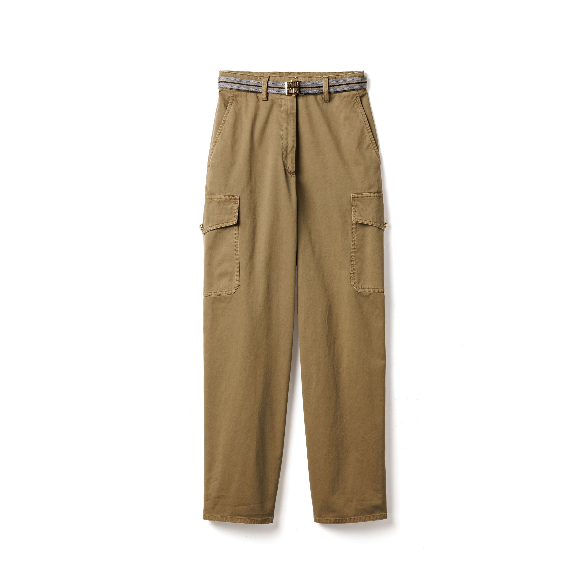 Miu Miu Pantalon En Satin De Coton Teint En Pièce, Femme, Vert Olive, Taille 38