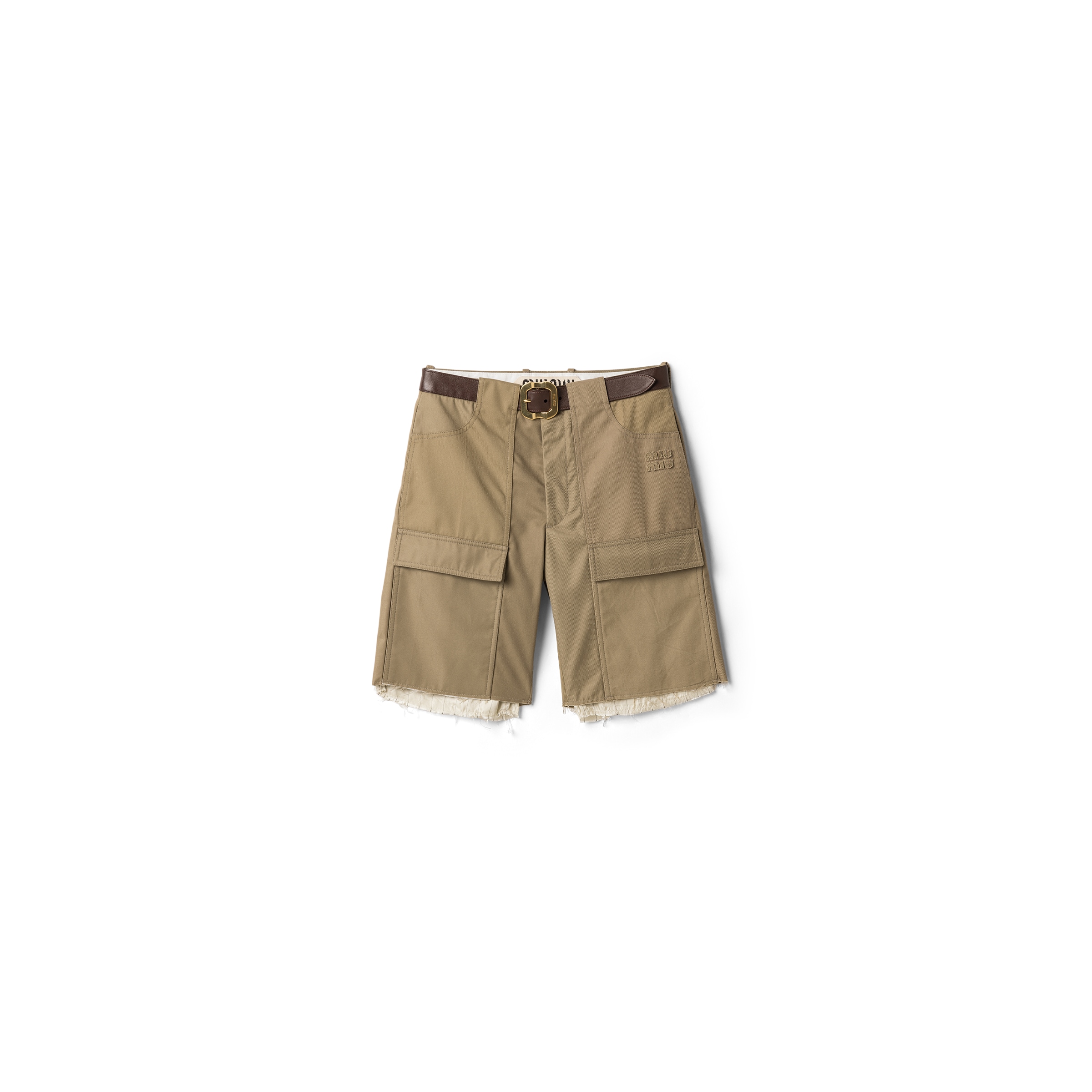 Miu Miu Bermudas Tipo Chino, Mujer, Caqui, Talla 36