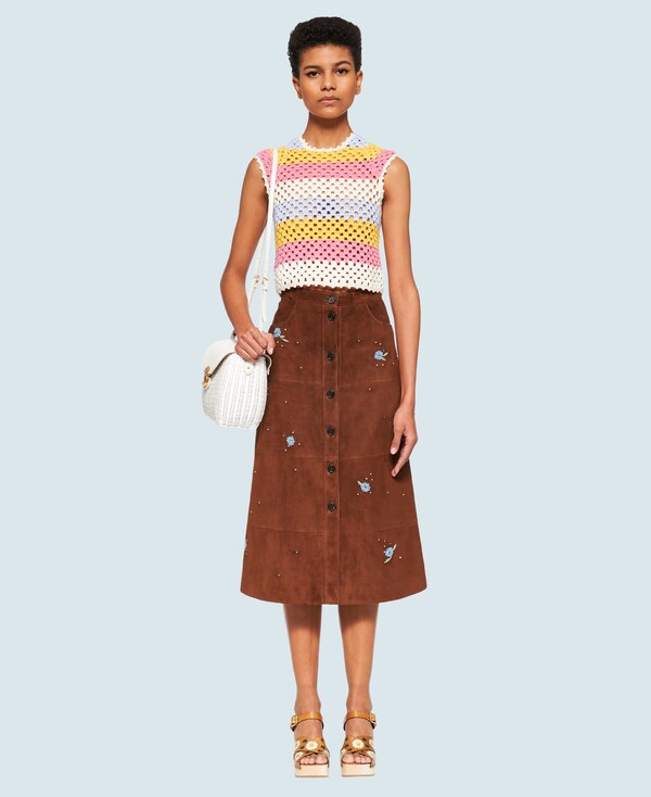 brown beige suede skirt