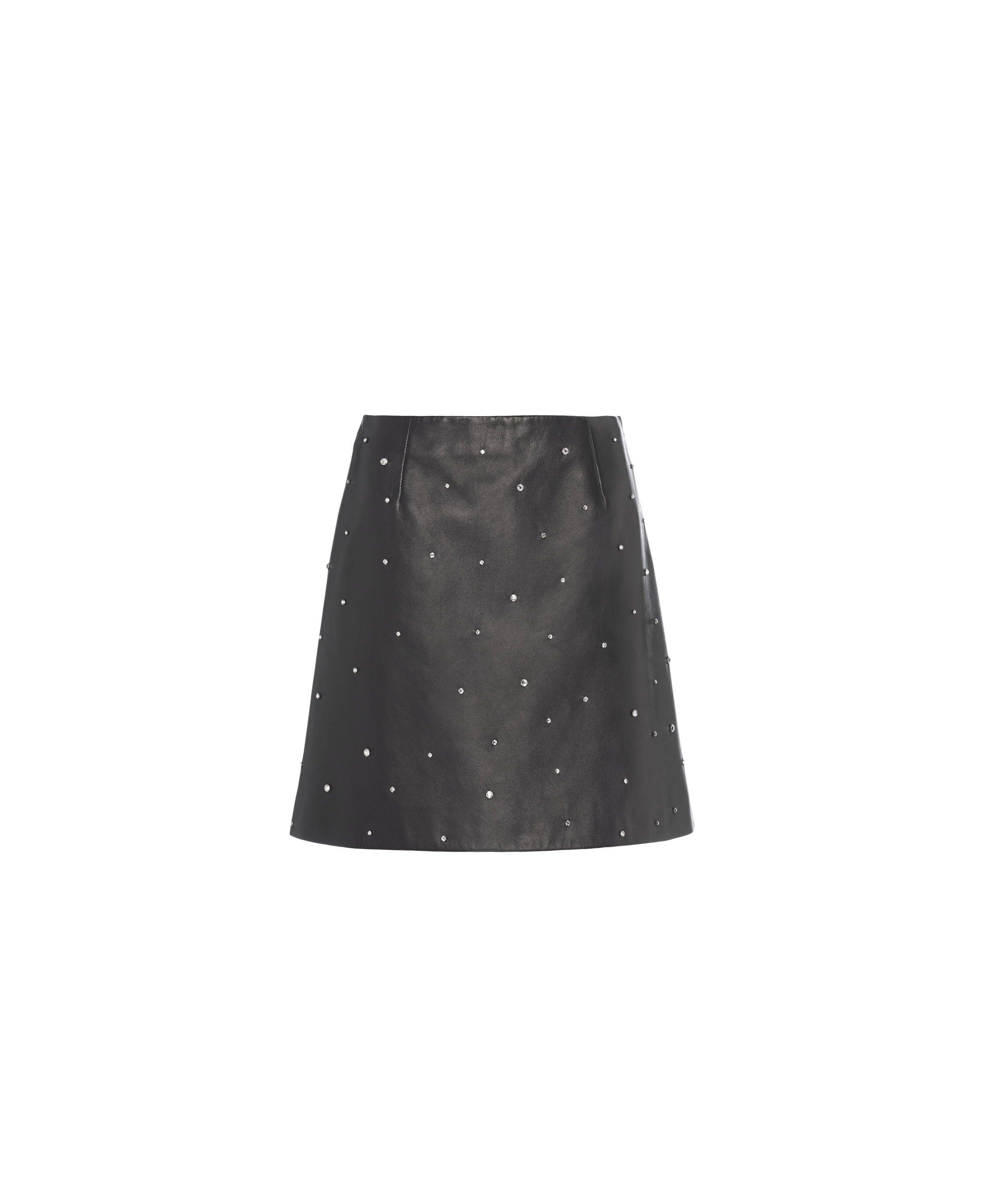 Crystal Studded Nappa Leather Skirt Black Miu Miu