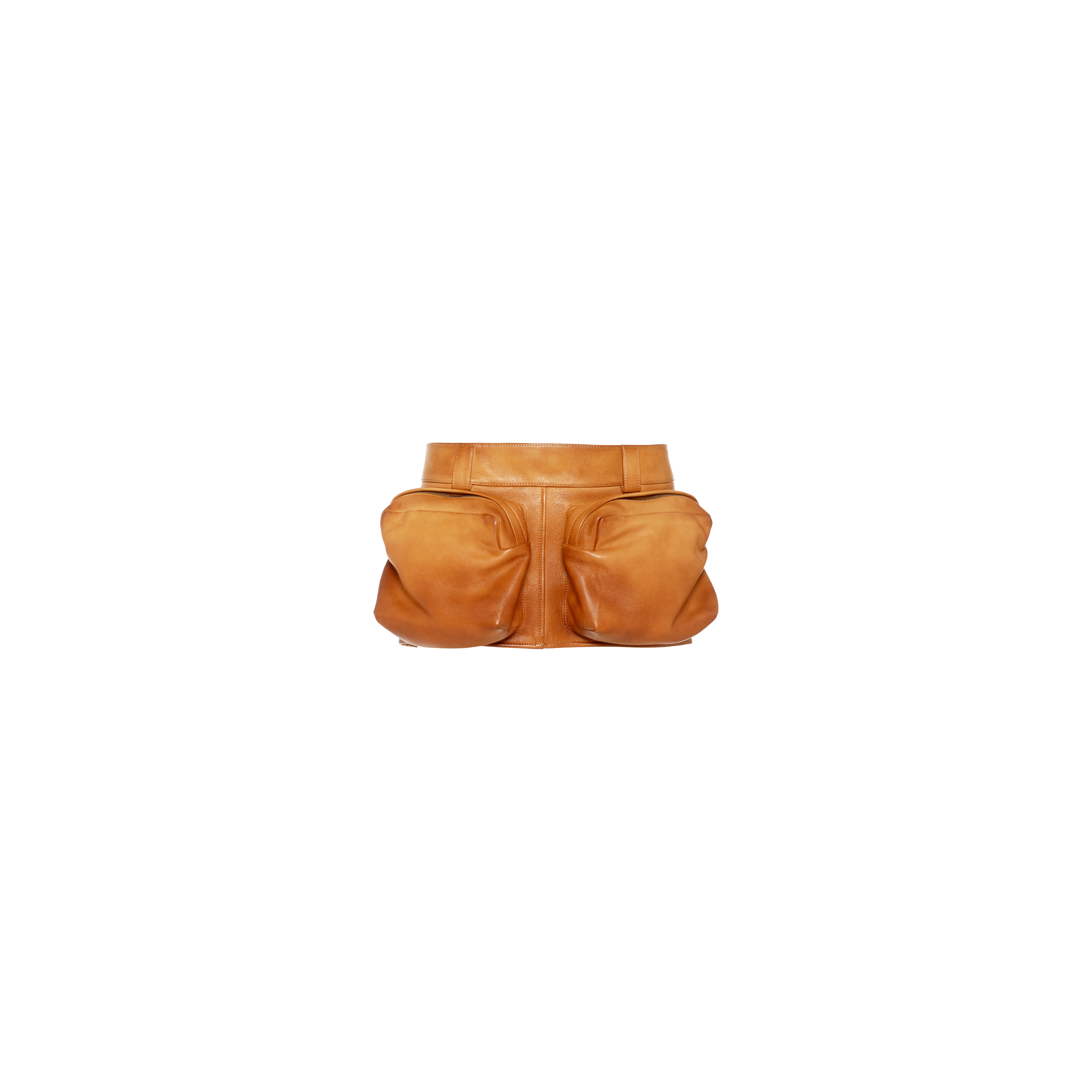 Miu Miu Nappa Leather Mini Skirt In Honey