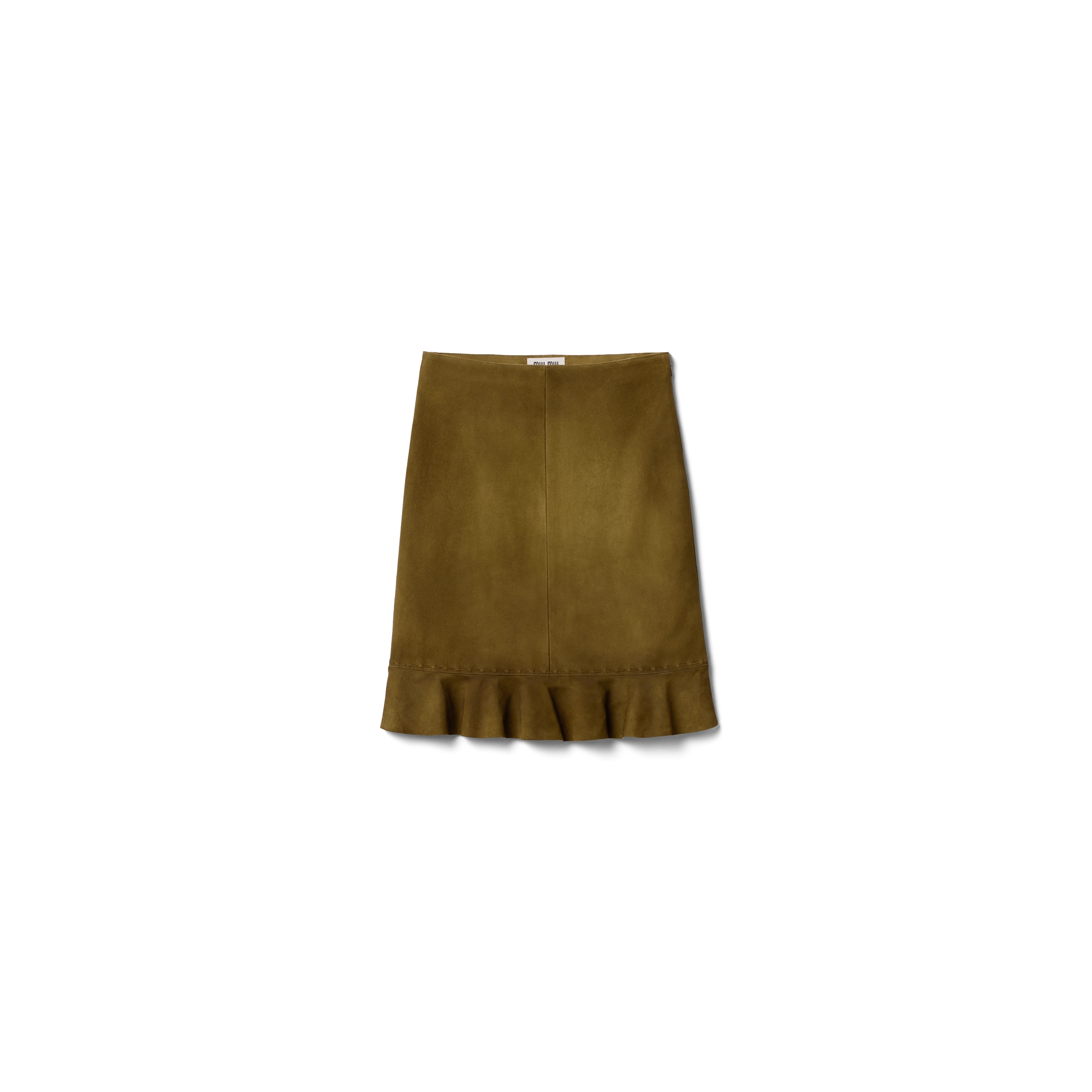 Miu Miu Falda De Ante Encerado, Mujer, Verde, Talla 38