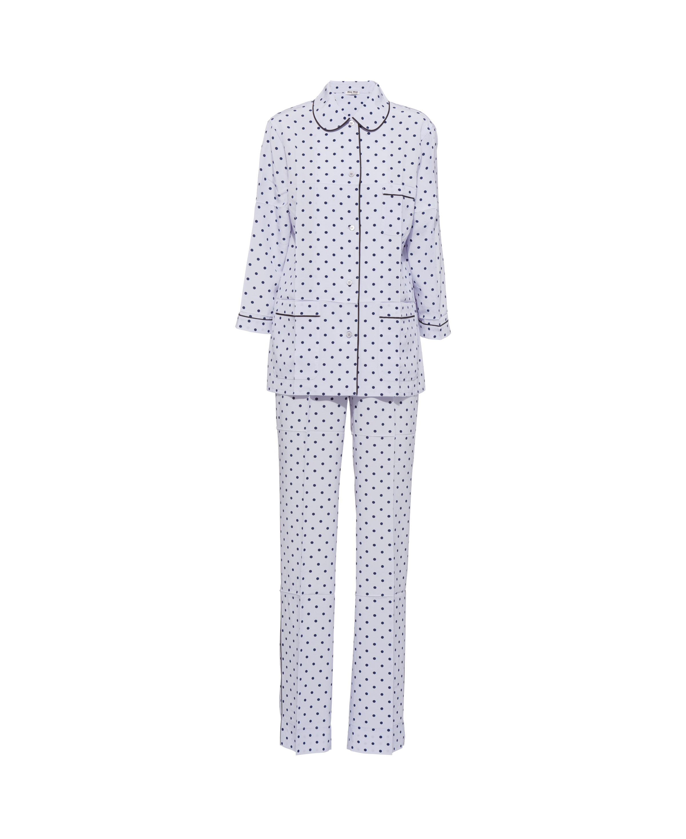 Polkadot crepe de chine pajamas Light blue/blue Miu Miu