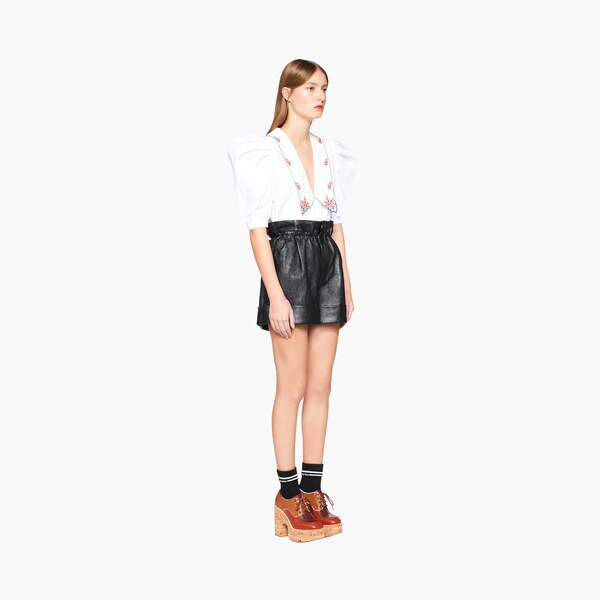 Shiny nappa leather shorts Black | Miu Miu