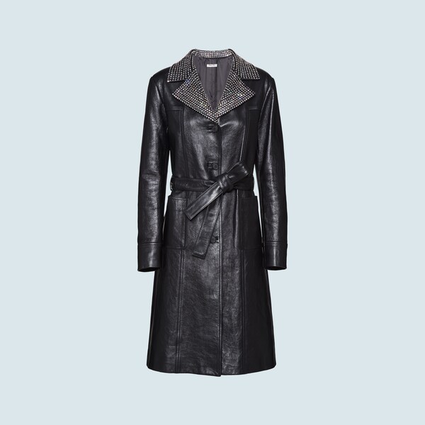 Glossy Nappa Leather Coat Miu Miu Mps644 1snt F0002 Strong print and leather durability. glossy nappa leather coat