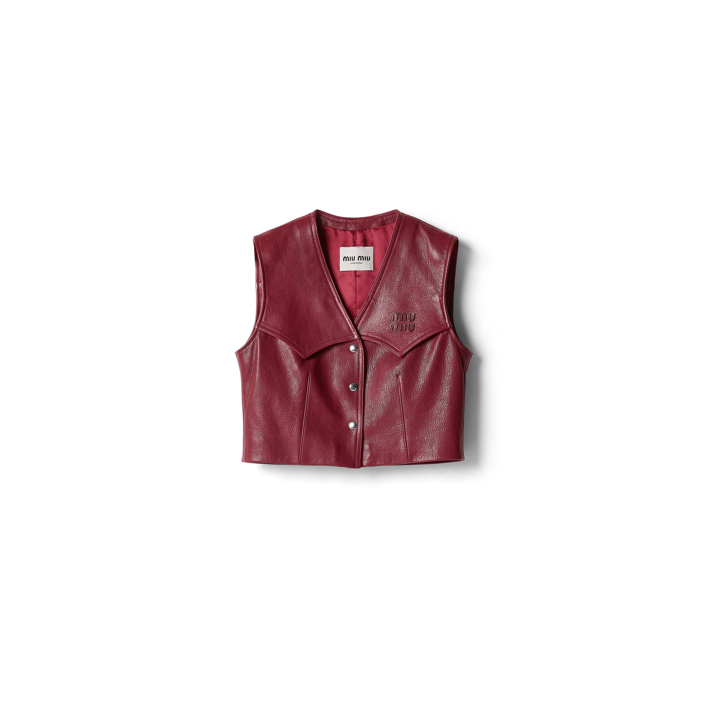 Leather Vest, Woman, Red Currant, Size 36