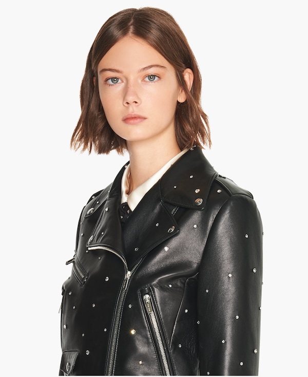 studded leather biker jacket