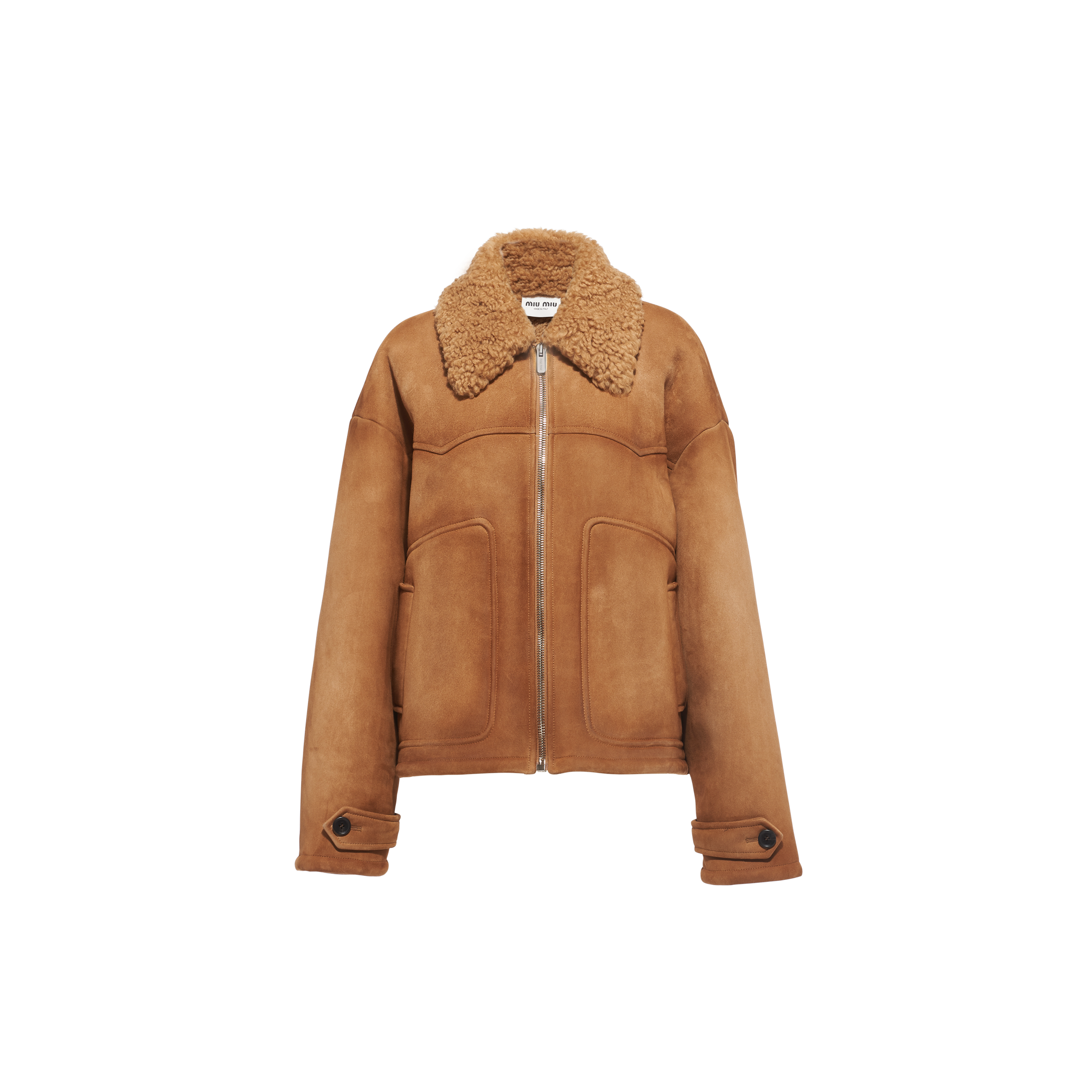 Oversized suede shearling jacket
