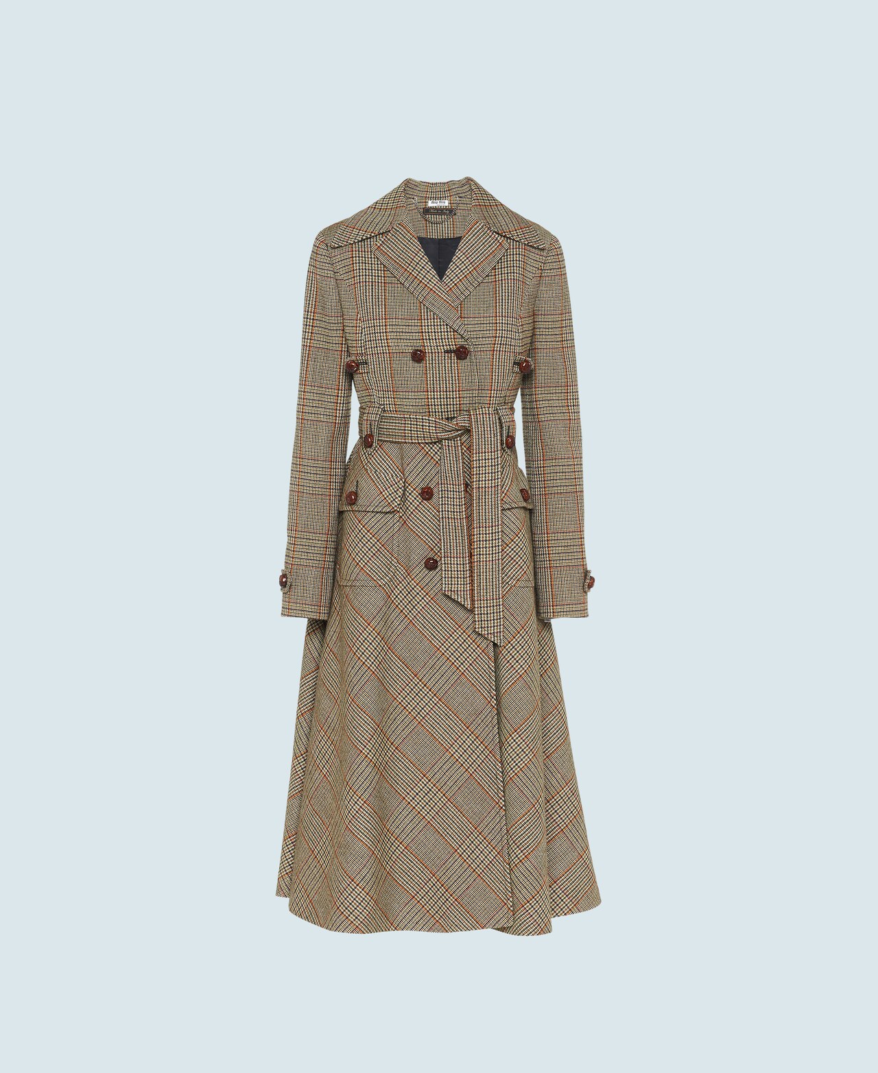 Colored Prince Of Wales Check Coat Miu Miu Ms1625 1cjg F0005