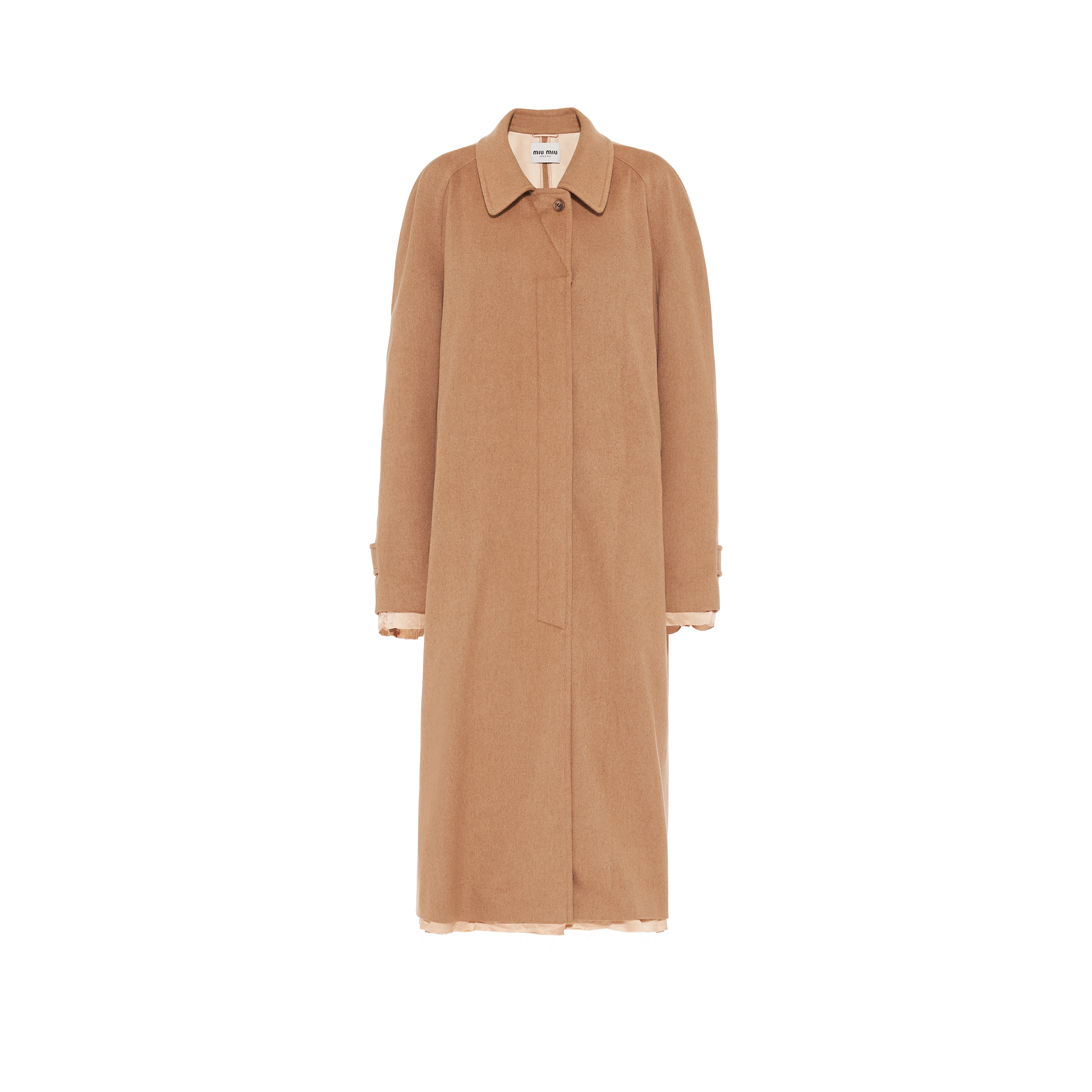 MIU MIU SINGLE-BREASTED VELOUR CAMEL-HAIR COAT