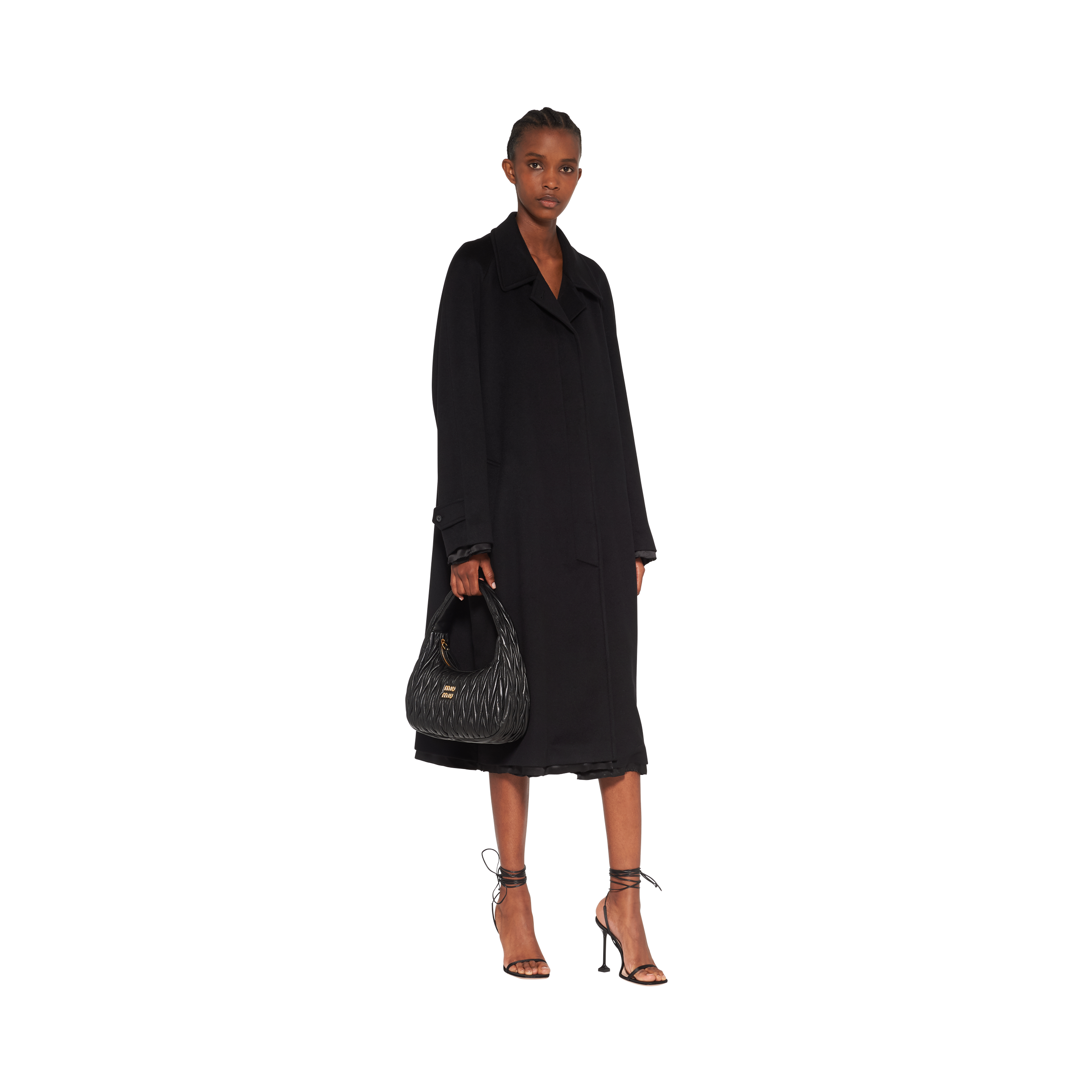 MIU MIU | BLACK SINGLE-BREASTED VELOUR COAT コート Black Single-breasted Velour Coat | Miu Miu
