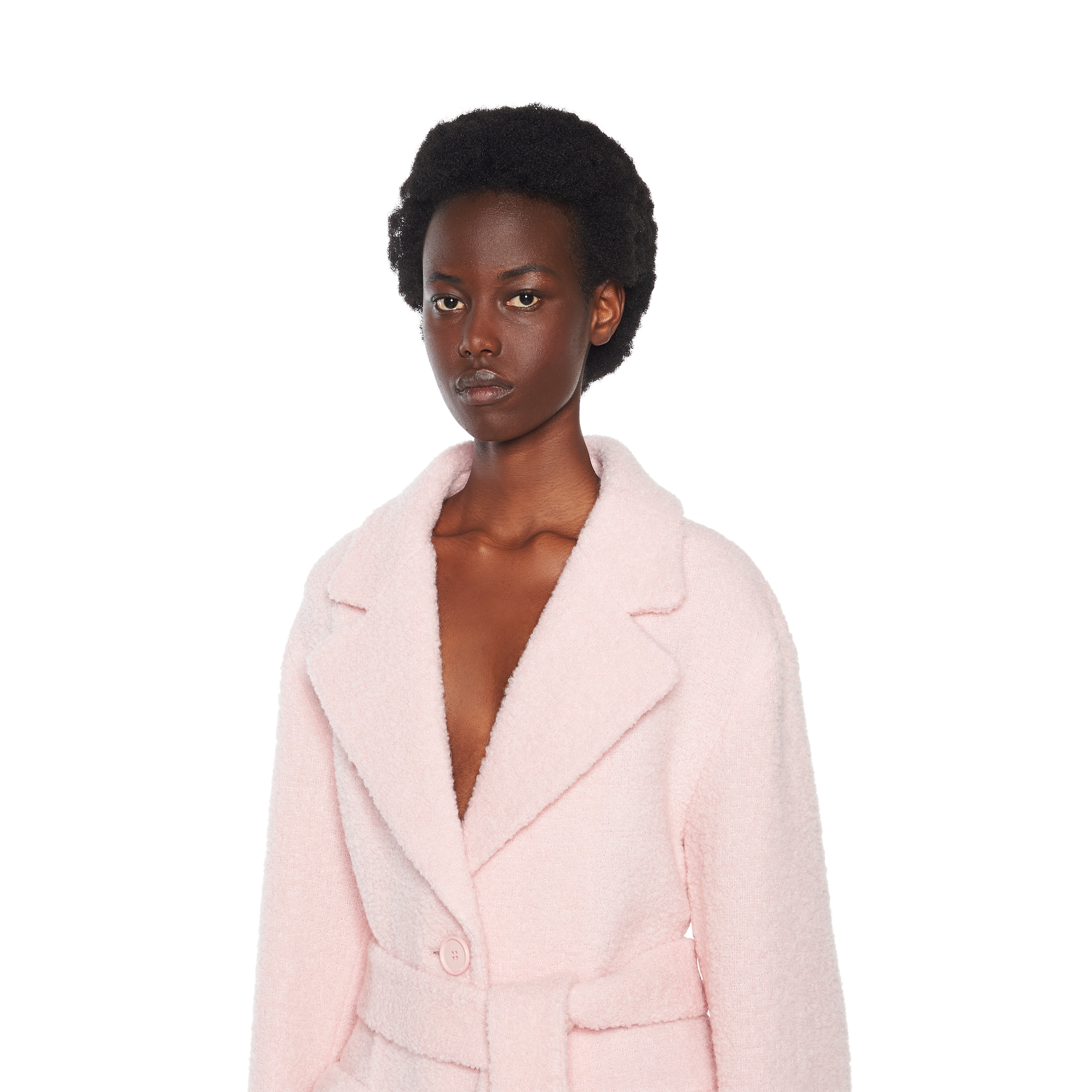 Alabaster Pink Single breasted Boucl Coat Miu Miu