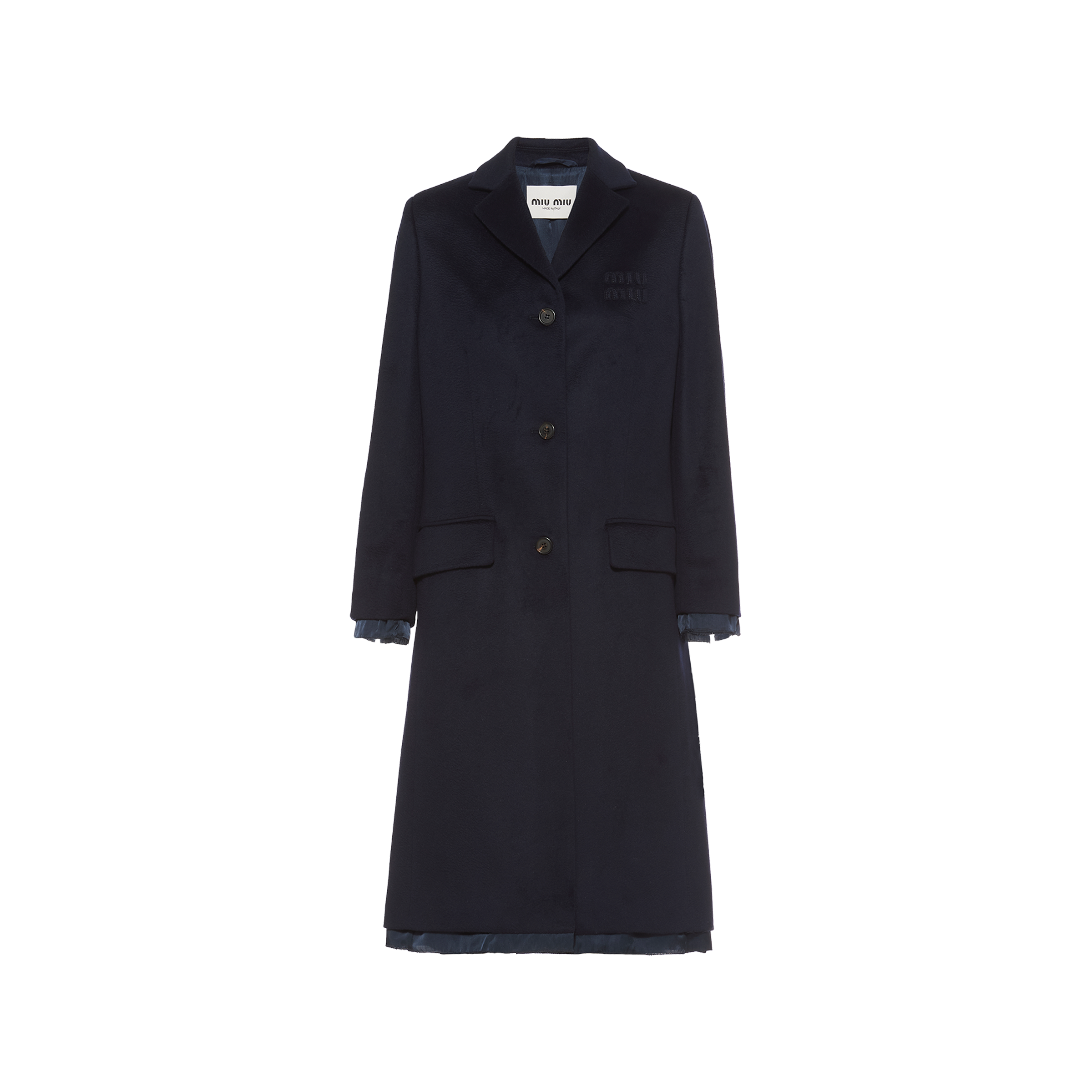 Navy Single breasted Velour Coat Miu Miu navy-single-breasted-velour-coat-miu-miu