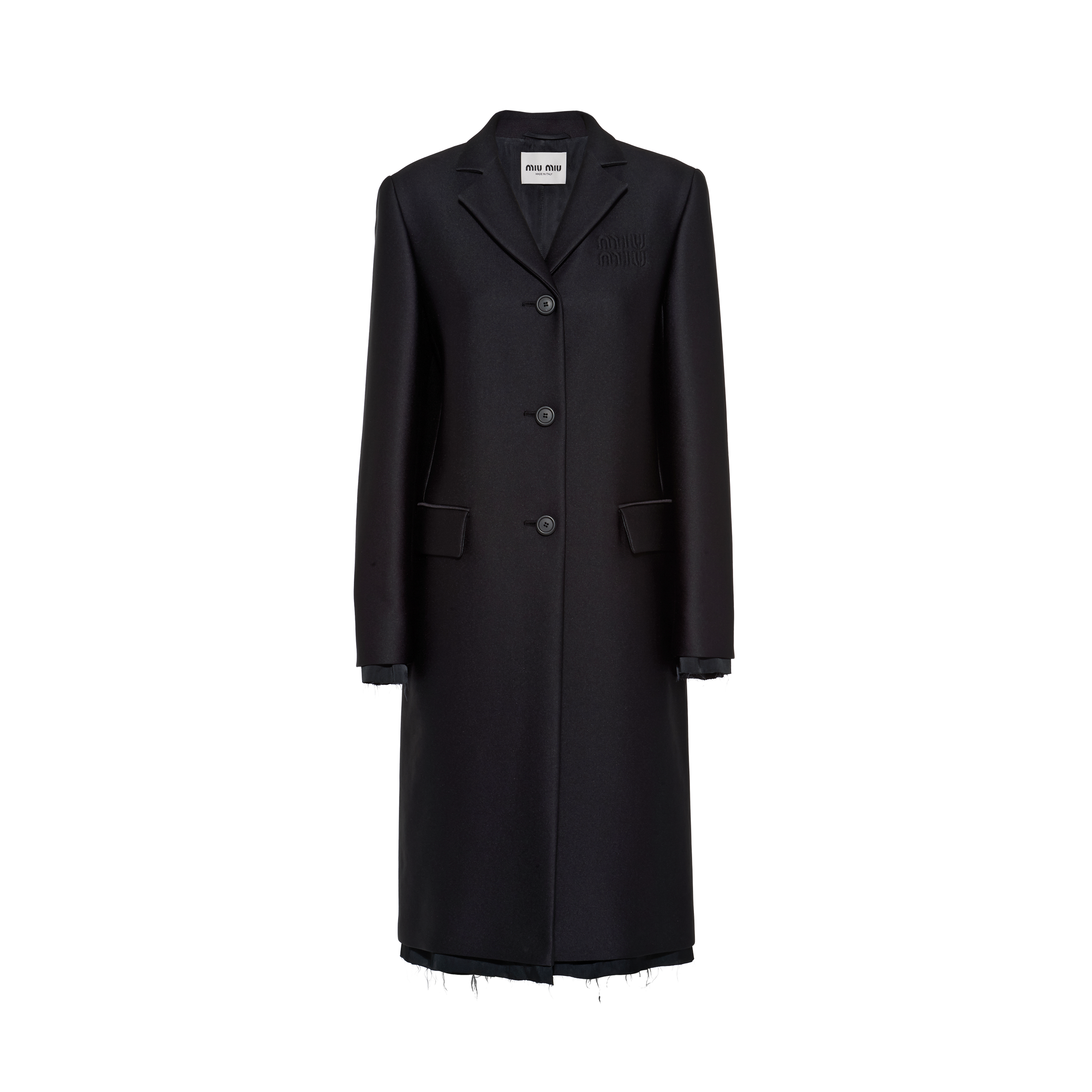 Miu Miu Single-breasted Velour Coat In Black