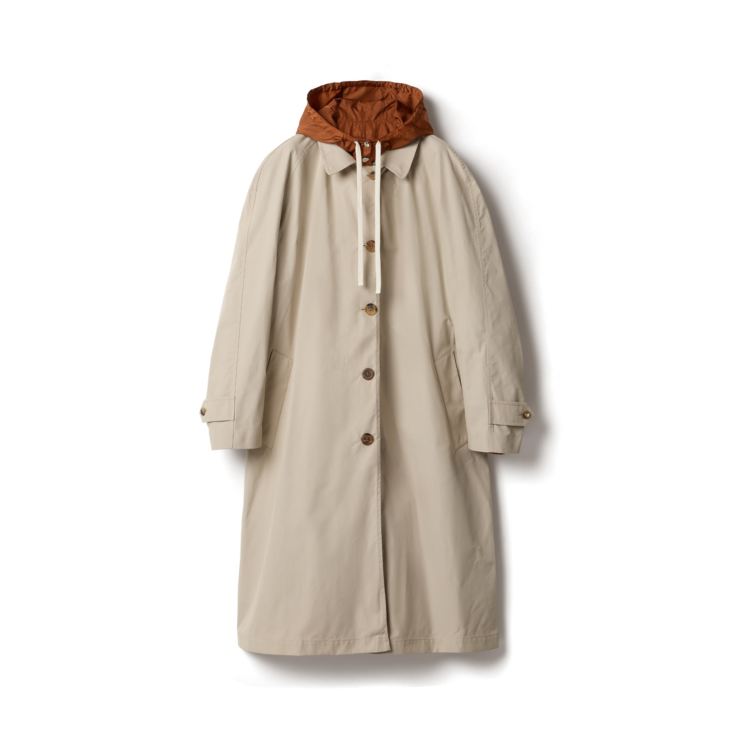 Miu Miu Abrigo Reversible De Botonadura Simple De Panamá De Algodón Y Pongé Técnico, Mujer, Piedra Caliza/canela, Talla 42