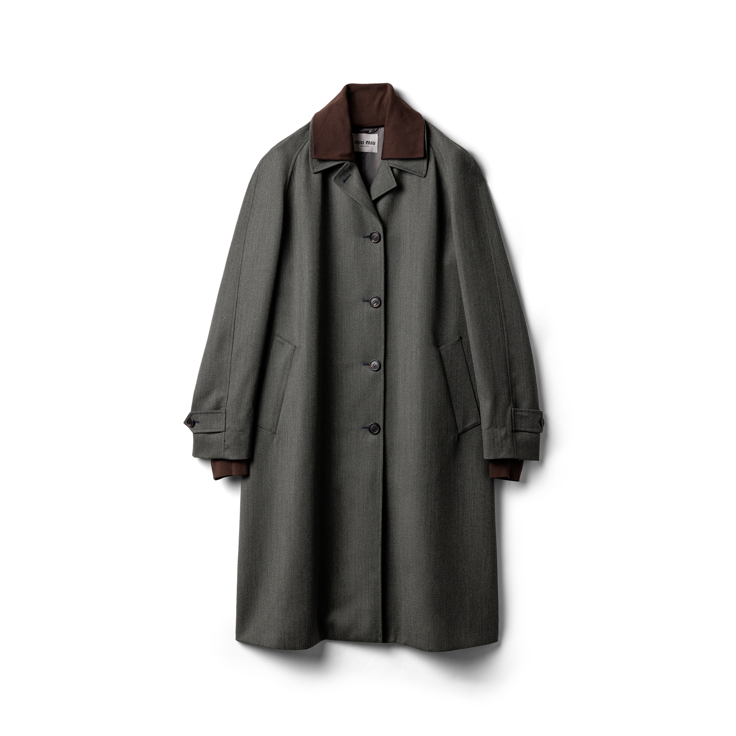 Miu Miu Single-breasted Coat In Cover Fabric, Woman, Slate Gray, Size 36