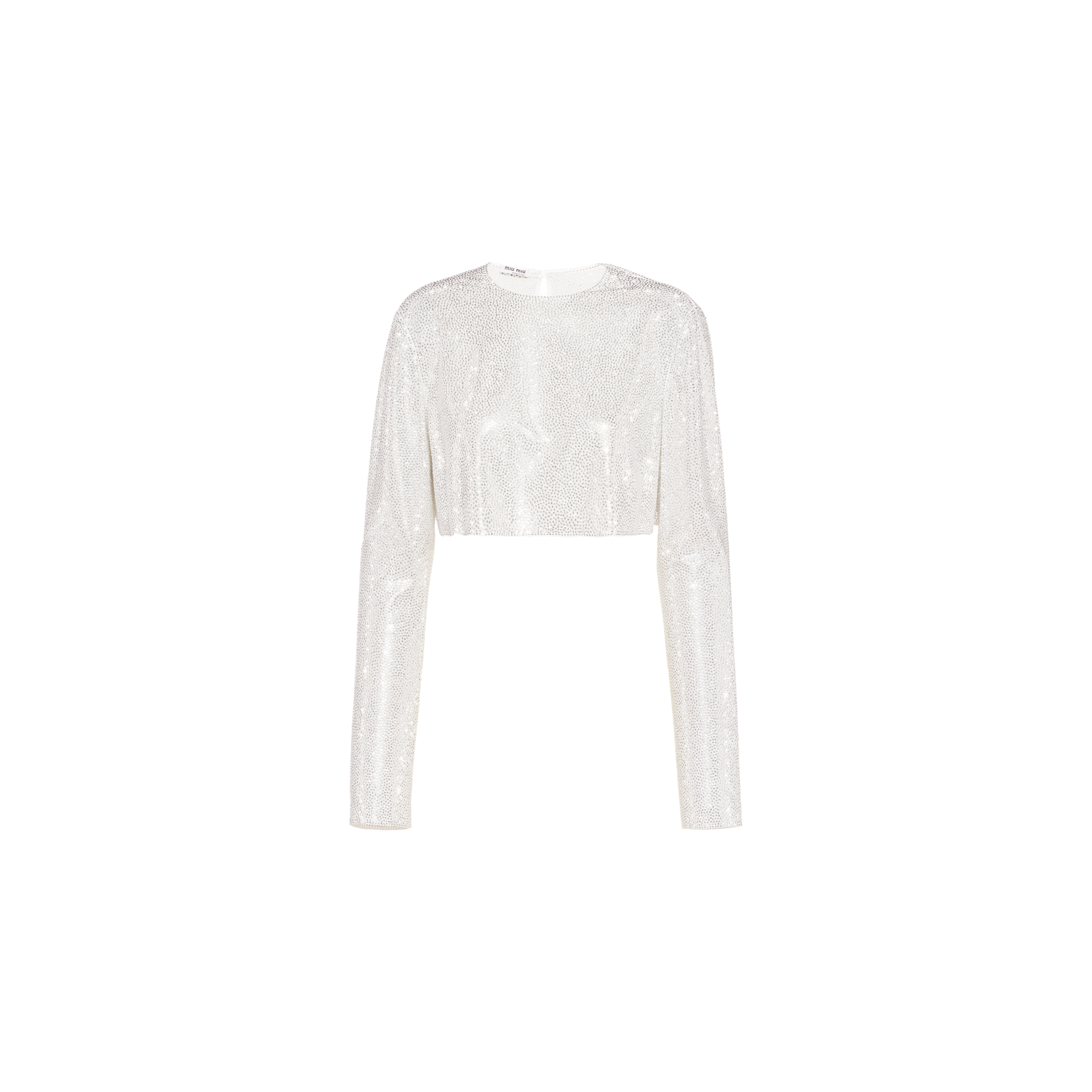Embroidered georgette top white miu miu