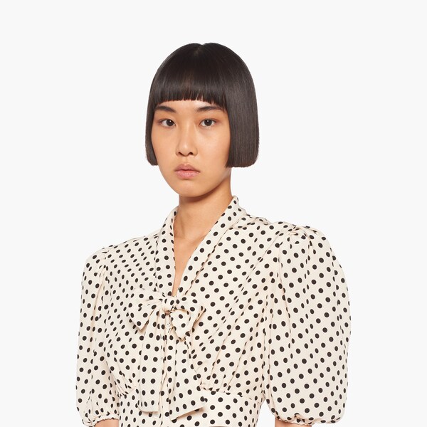 Printed marocain top Ivory/black | Miu Miu