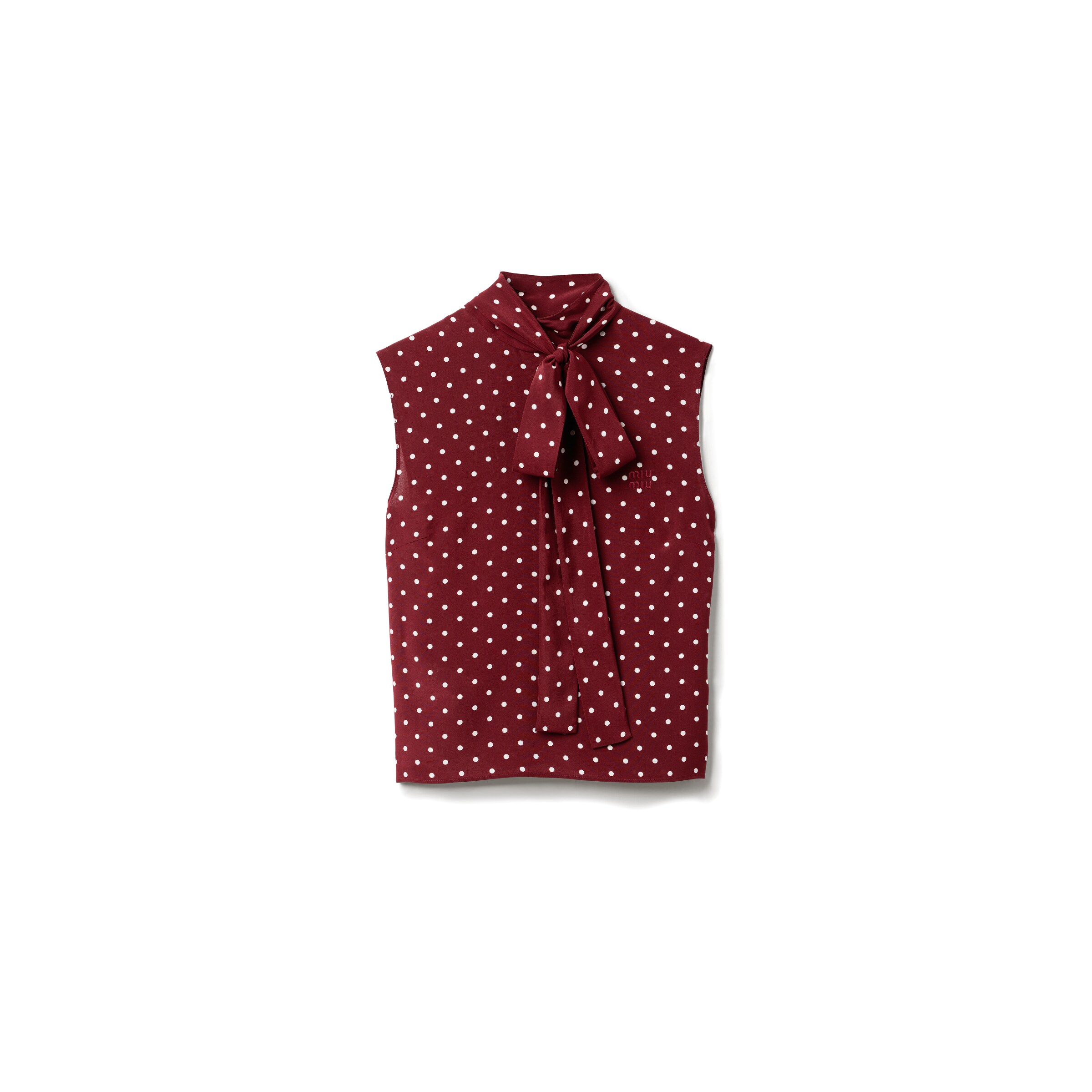 Miu Miu Haut En Crêpe De Chine, Femme, Amarante/ivoire, Taille 38