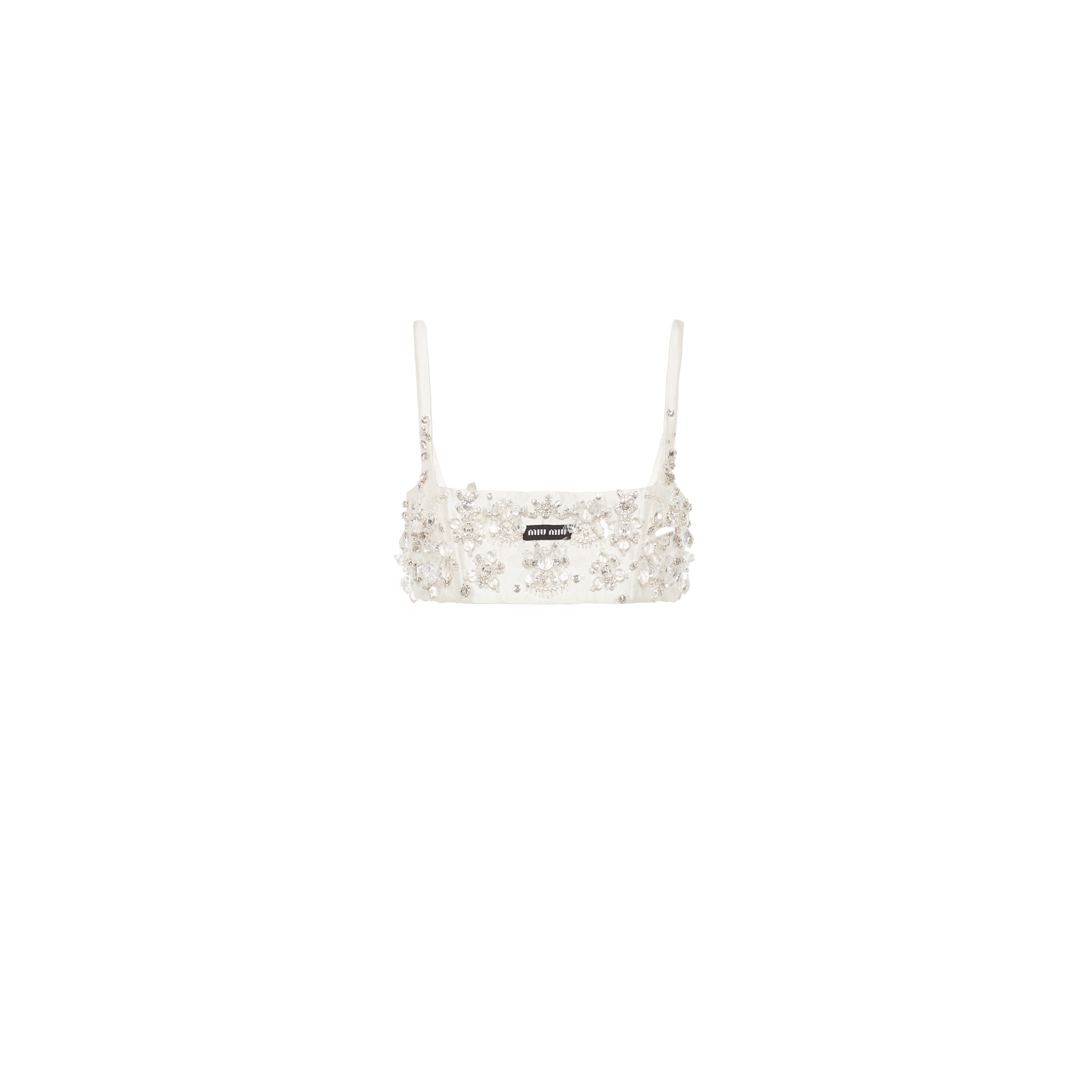 Miu Miu Embroidered Silk And Wool Top In F0009 Bianco