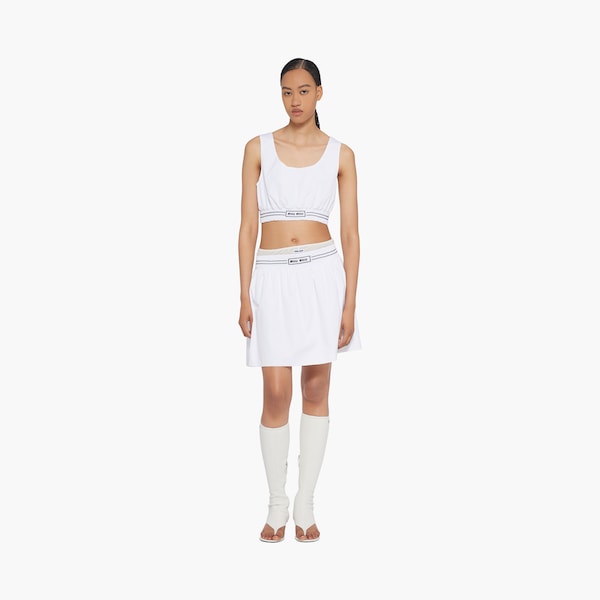 Miumiu 2026 Jersey And Poplin Skirt Grey Navy Blue Cotton 136562 main image 0