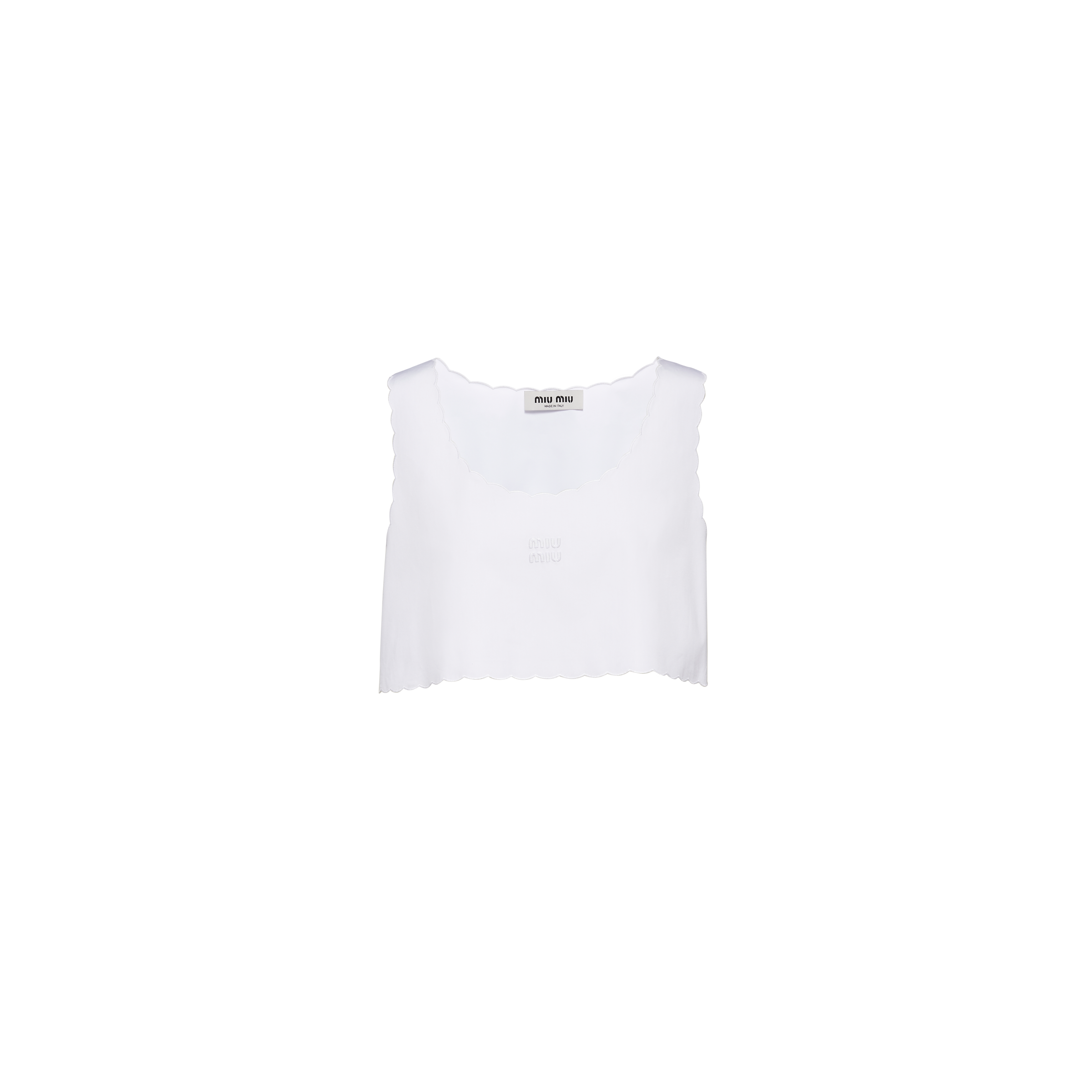 Miu Miu Embroidered Poplin Top In White | ModeSens