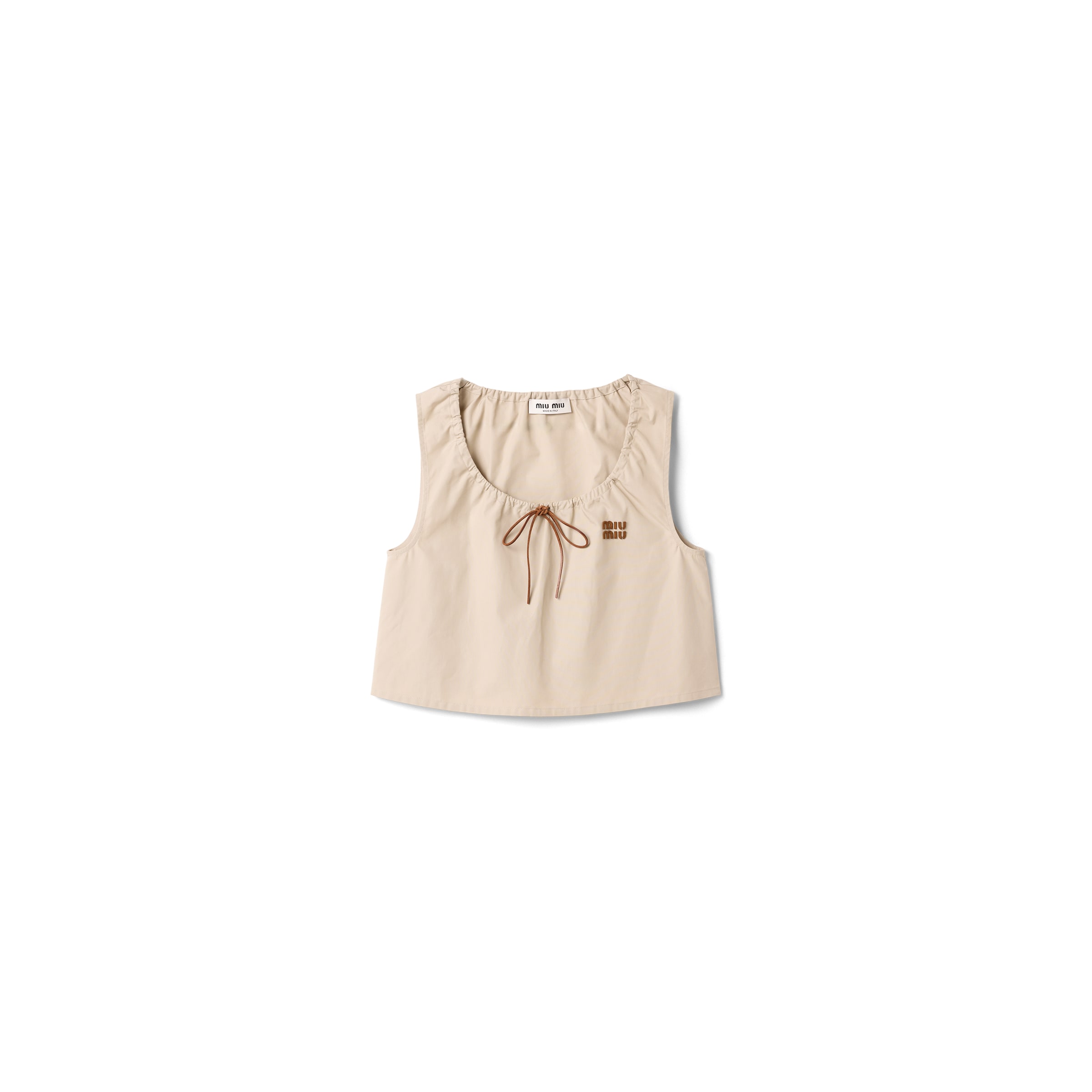 Panama Cotton Crop Top, Woman, Limestone, Size 36