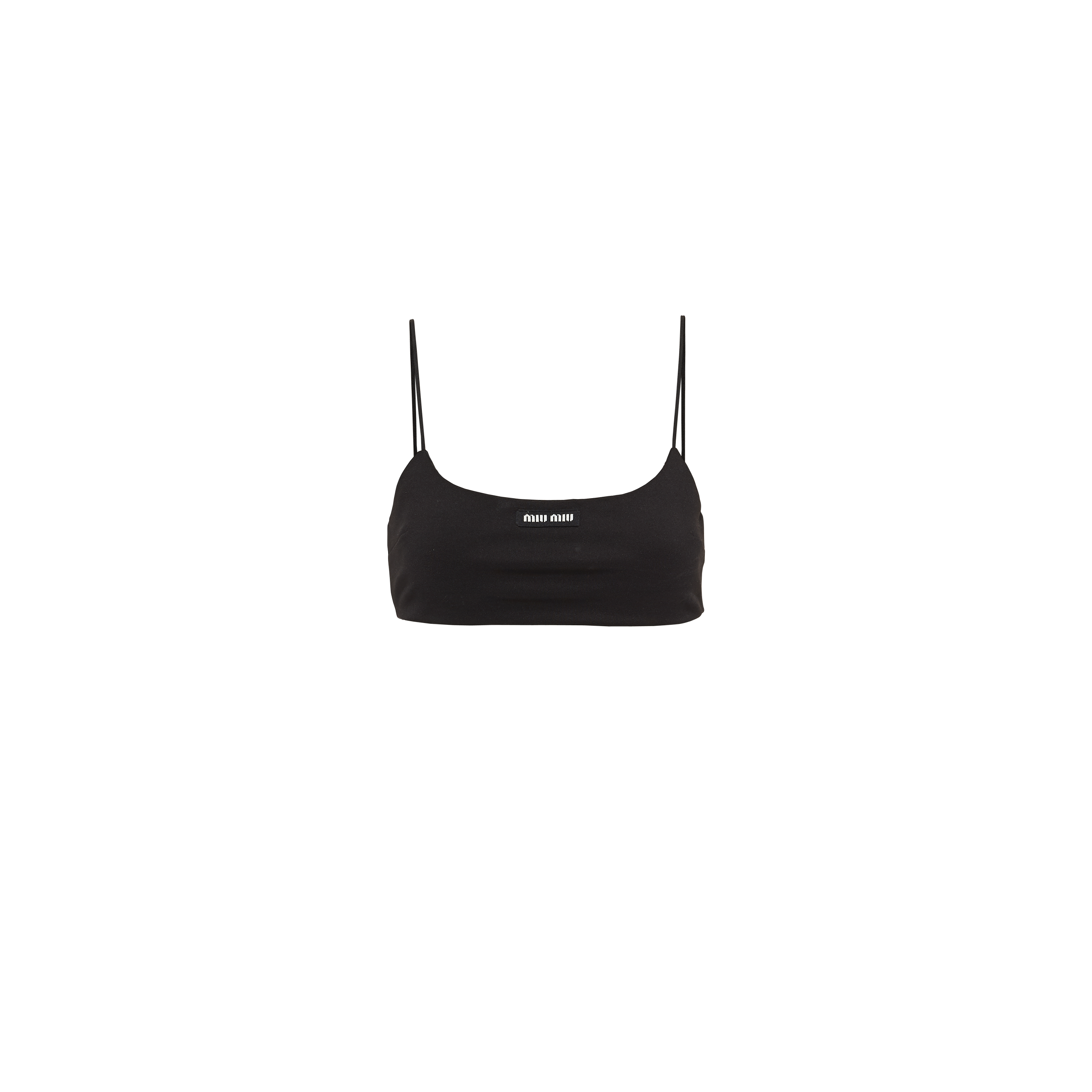 MIU MIU STRETCH JERSEY TOP WITH LOGO