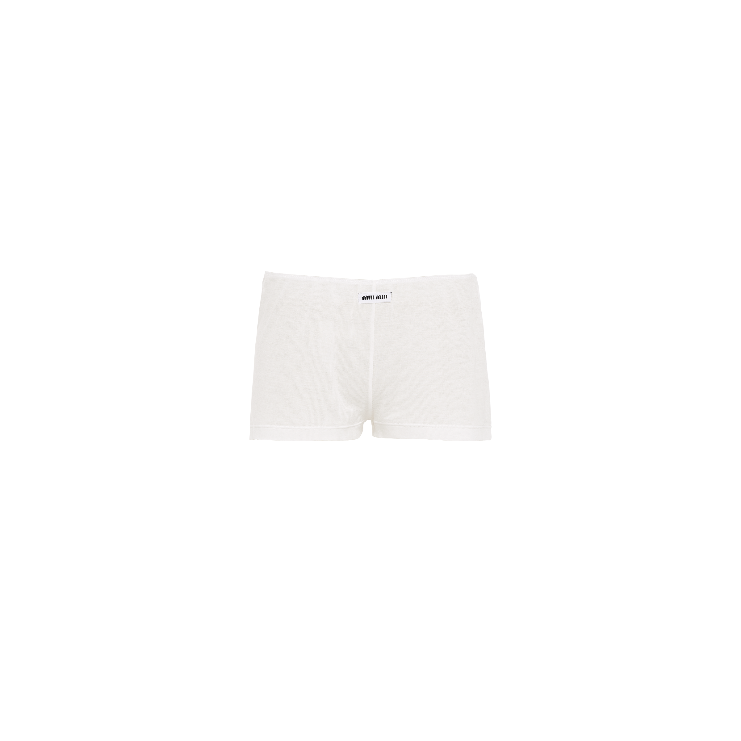 Miu Miu Ribbed Knit Boxer Shorts In White