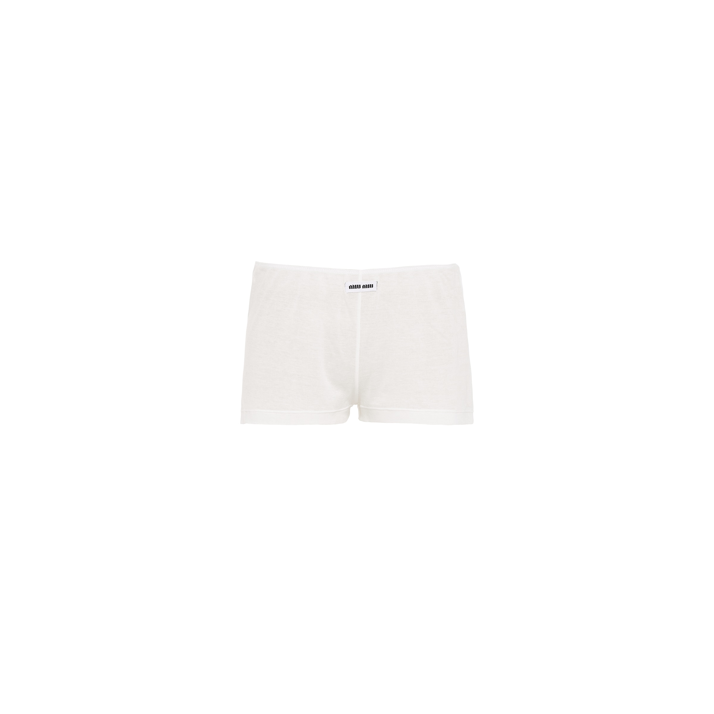 Miu Miu Boxer En Maille Côtelée, Femme, Blanc, Taille 4