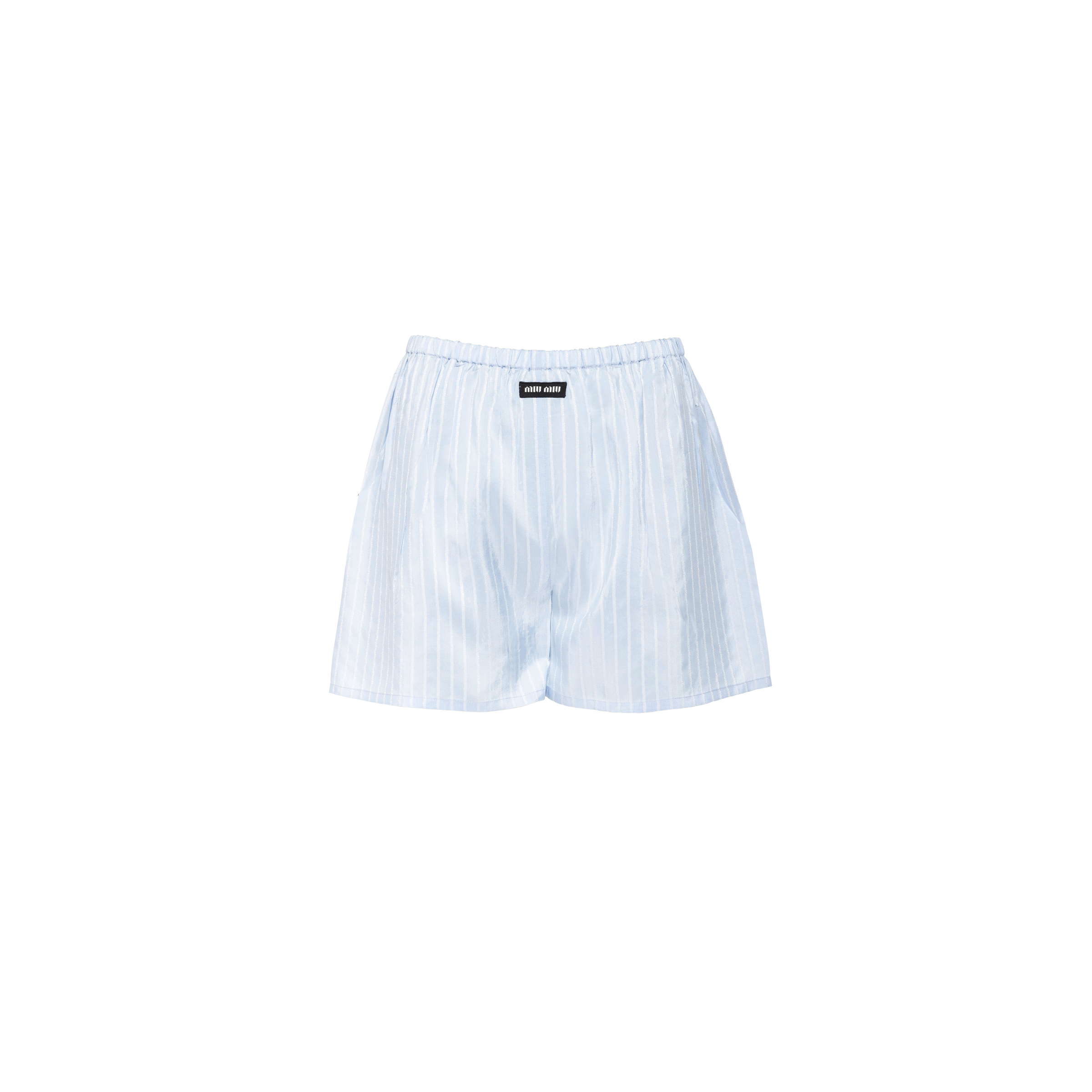 Miu Miu Jacquard Pongé Boxer Shorts In Sky Blue/white | ModeSens
