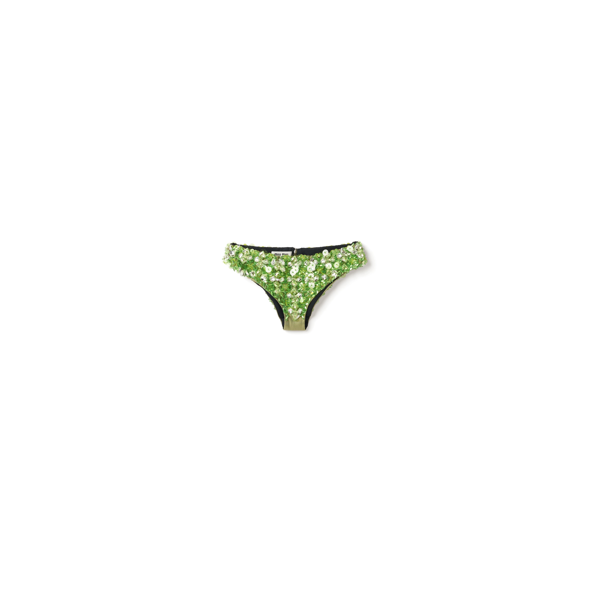 Miu Miu Culotte Brodée En Soie Et Laine, Femme, Vert Fougère, Taille 4