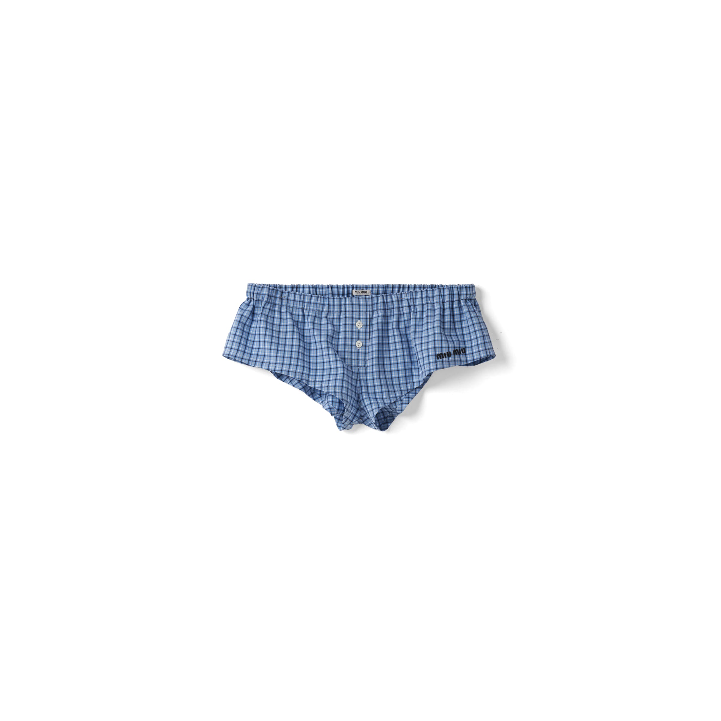 Miu Miu Boxer À Carreaux, Femme, Céleste+bleu, Taille 1