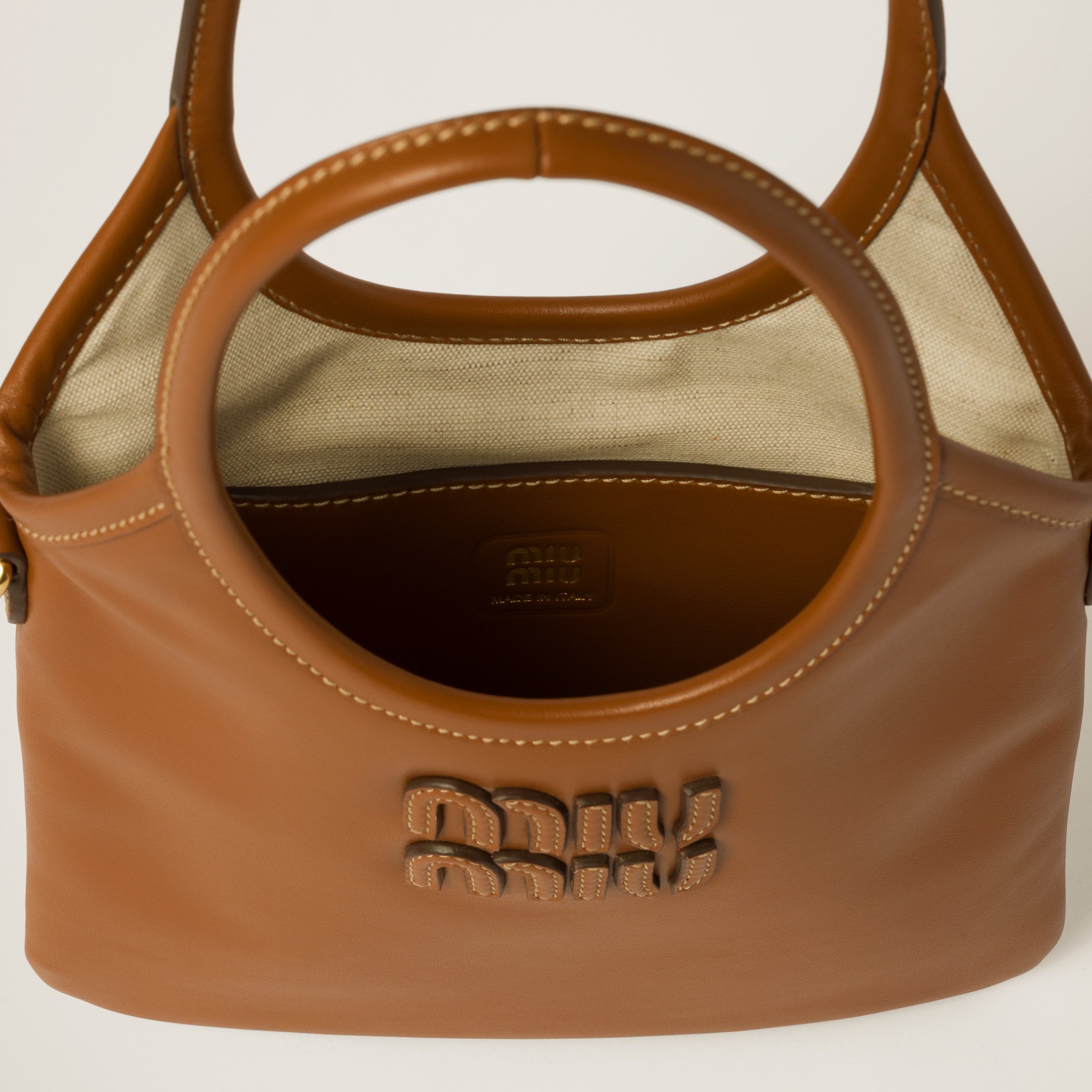Cognac Ivy Leather Handbag | Miu Miu