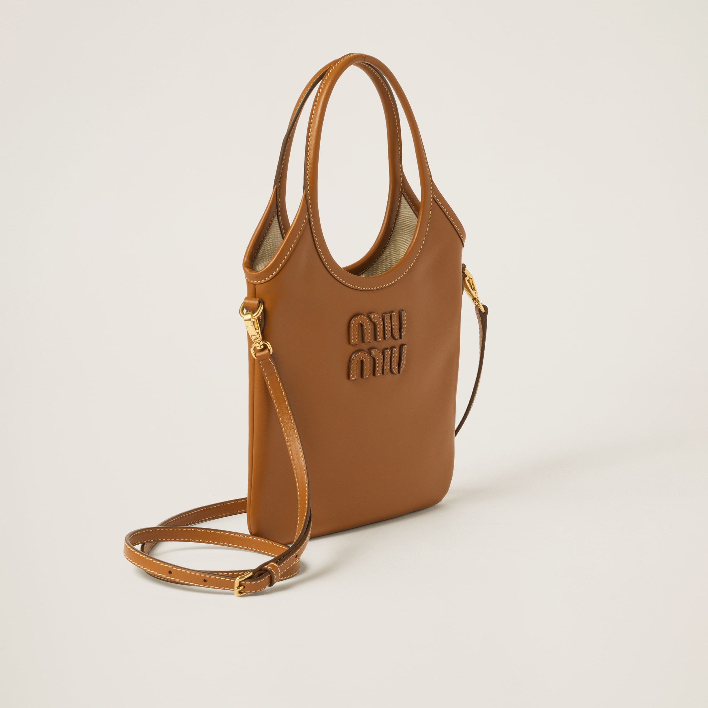 Cognac Ivy Leather Handbag | Miu Miu