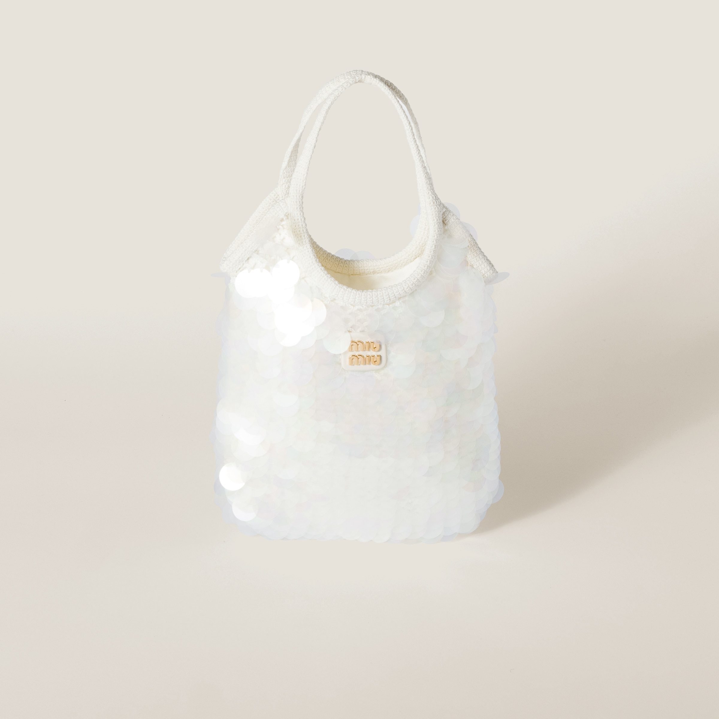 White Ivy Sequin Mesh Bag | Miu Miu White Ivy Sequin Mesh Bag | Miu Miu