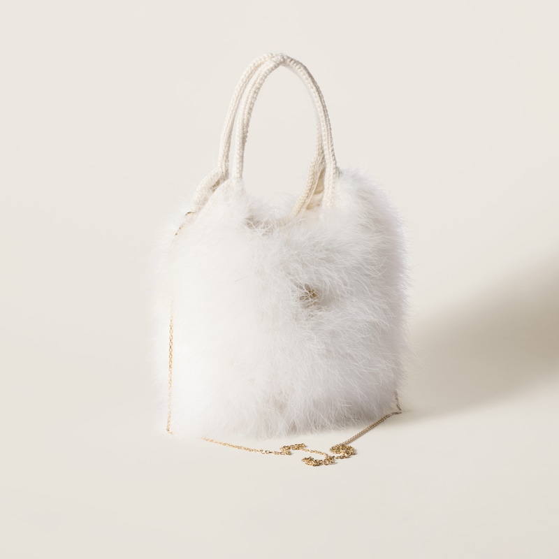 IVY crochet handbag with feathers