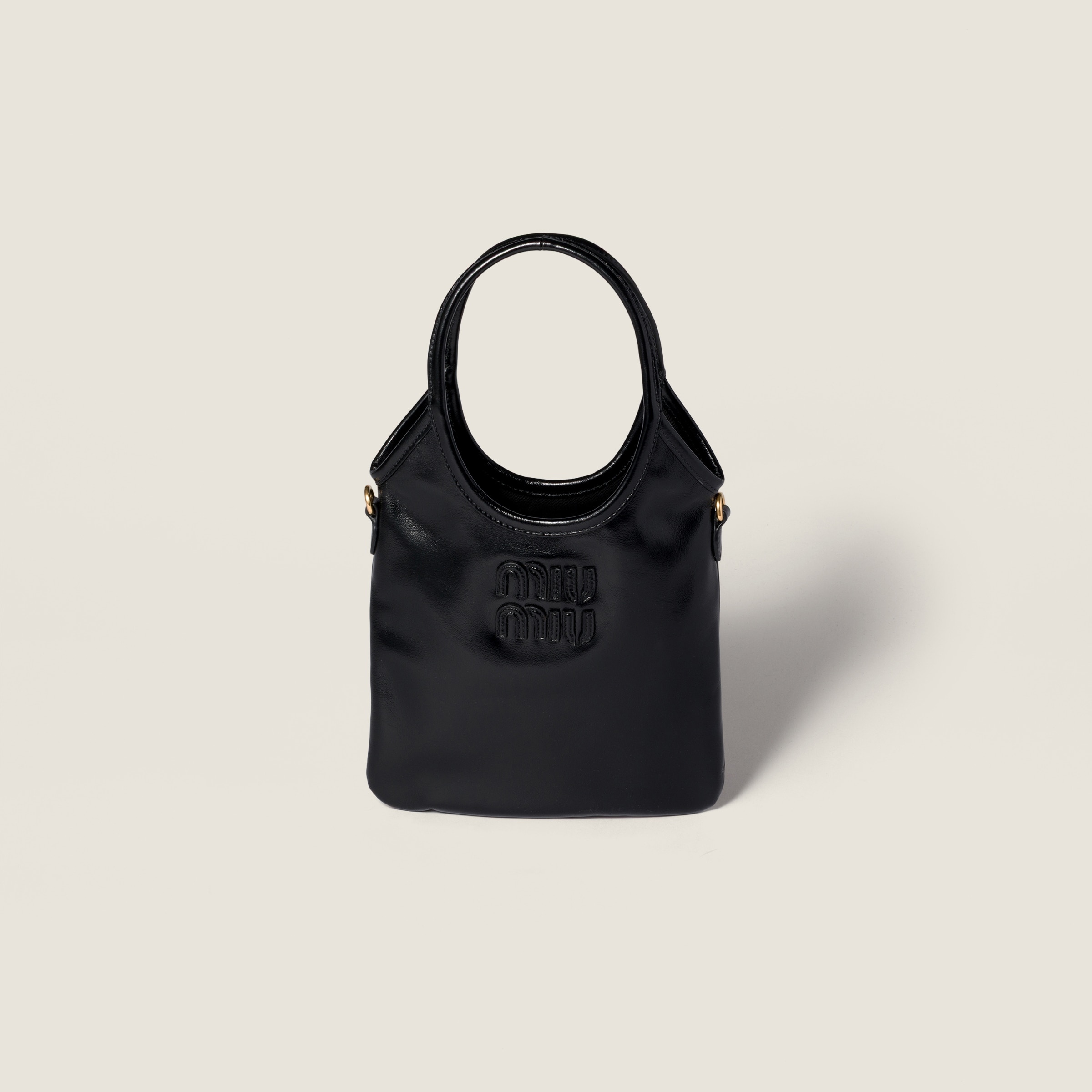 Miu Miu Ivy Leather Handbag In Black