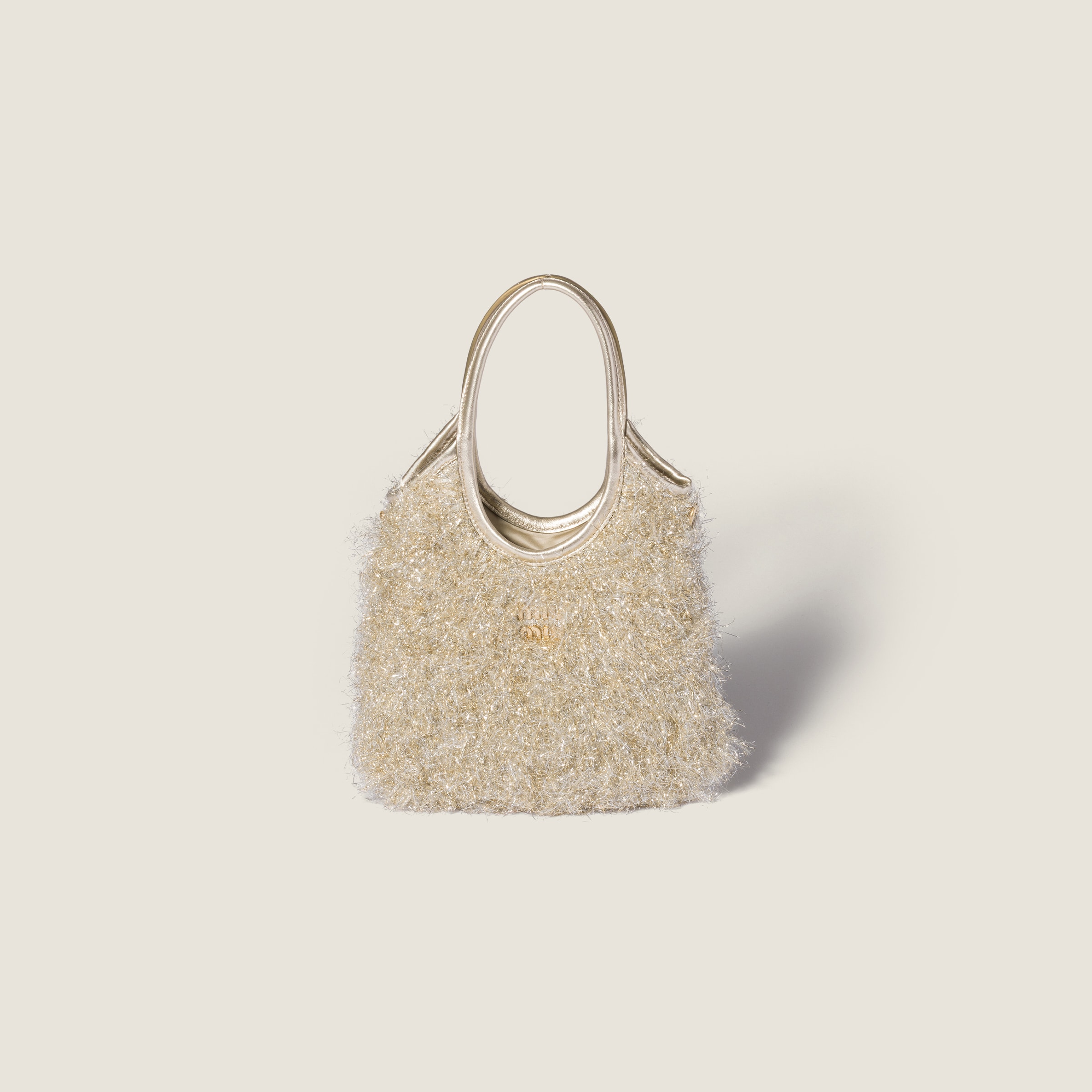 Miu Miu Ivy Lurex Handbag In Gold