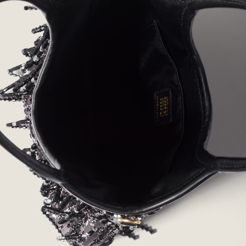 IVY satin handbag with crystal and sequin fringe